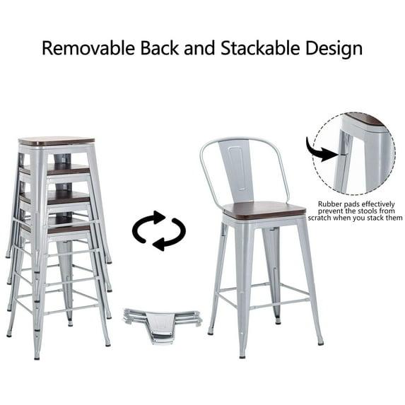 Andeworld  farmhouse bar stools ,counter height bar stools set of 4 - Set of 4 Silver 30INCH Bar Height N/A 350 lbs