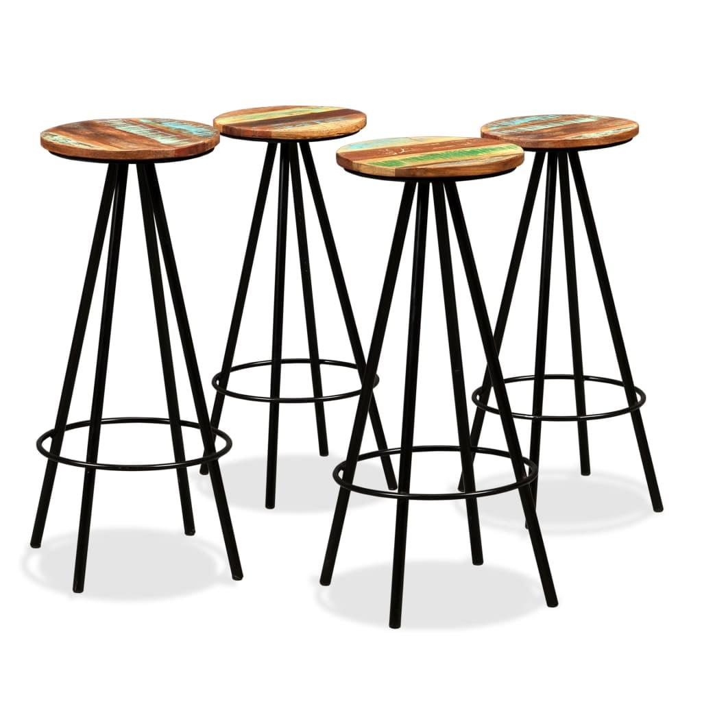 Industrial Charm 29.9" Reclaimed Wood and Metal Bar Stools, Set of 4