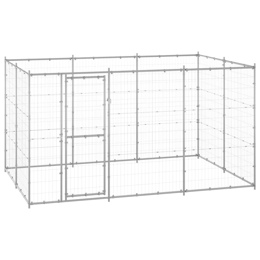 vidaXL Outdoor Dog Kennel Galvanized Steel 78.1 ft²