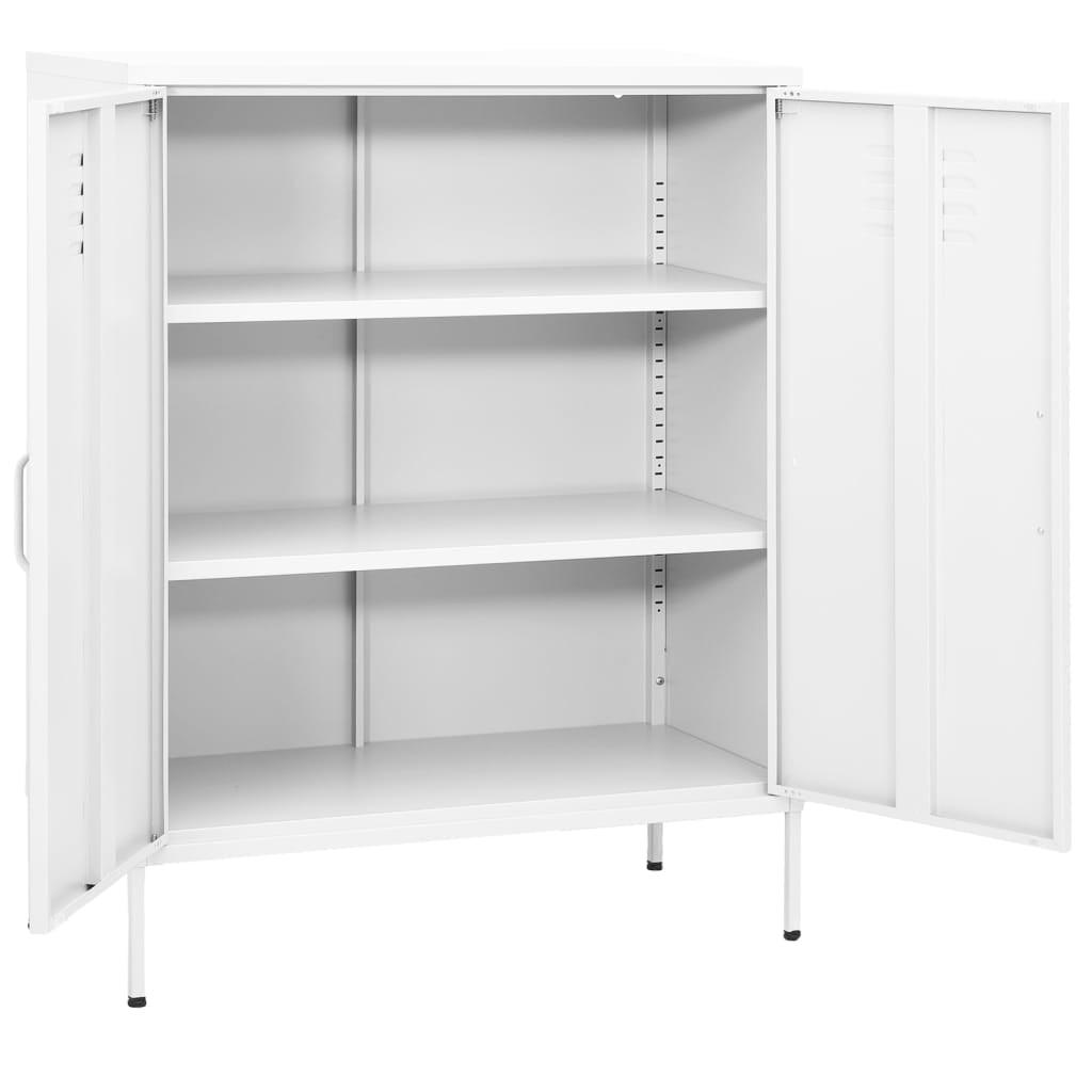 Sleek White 31.5" Steel Storage Cabinet with Adjustable Shelving