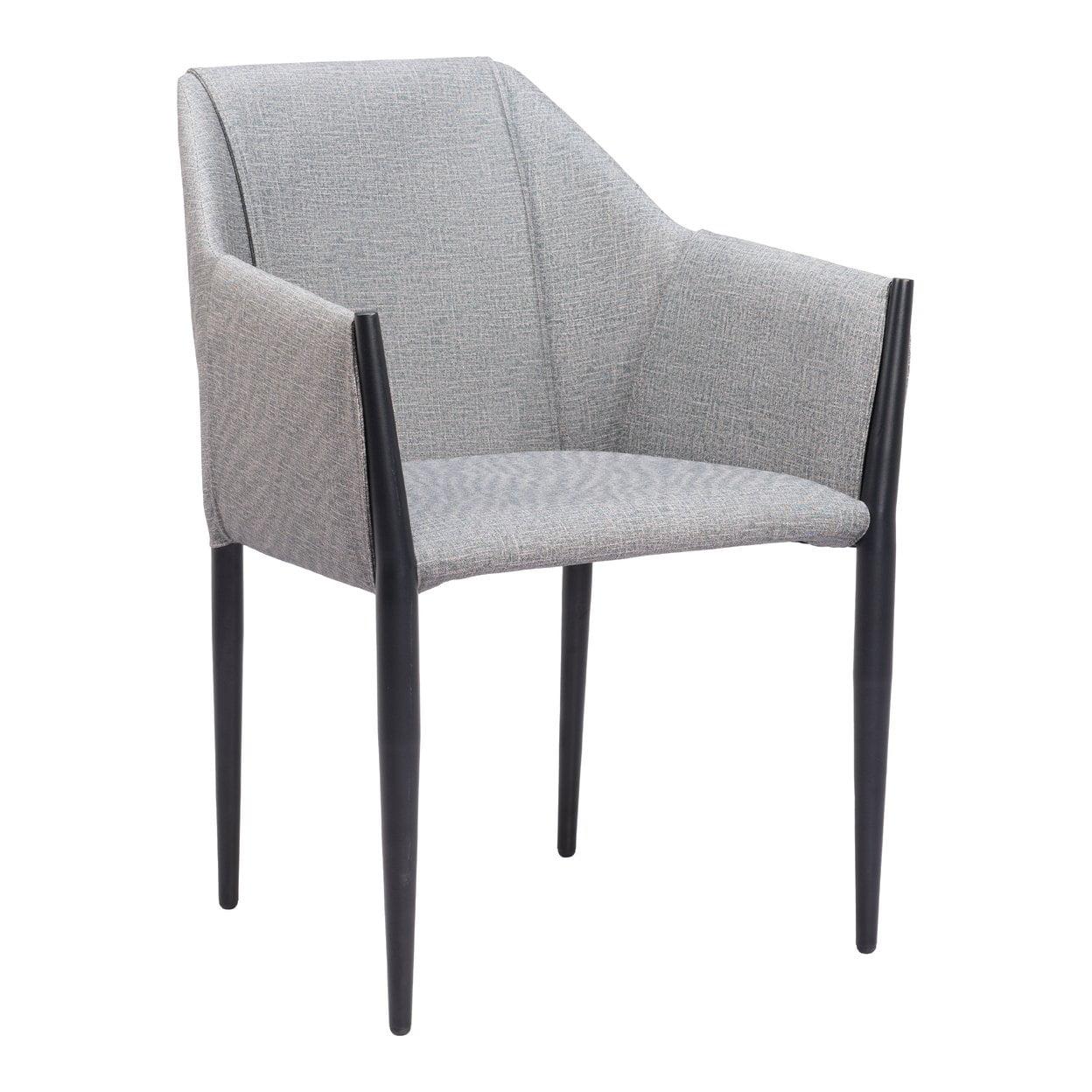 Slate Gray Upholstered Arm Chair with Metal Legs