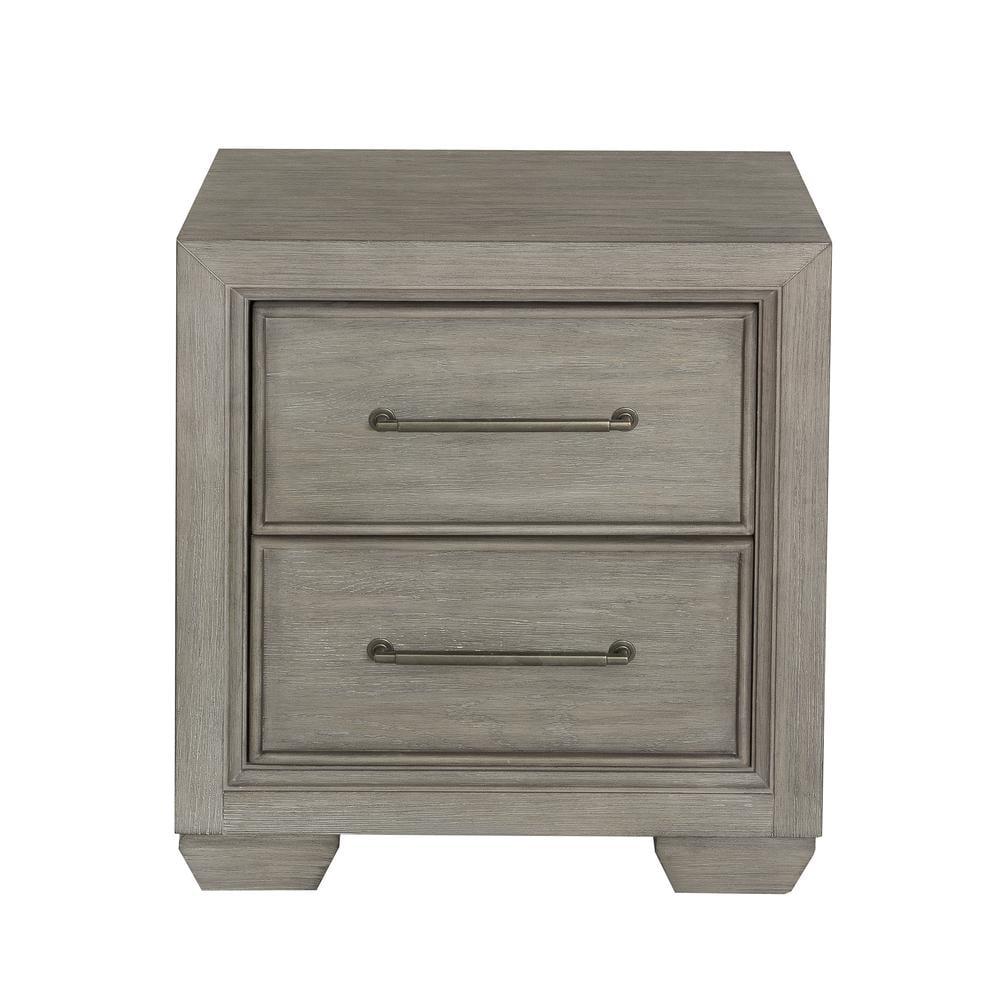 Andover Solid Wood 2 Drawer Nightstand in Dove Gray Finish by Samuel Lawrence