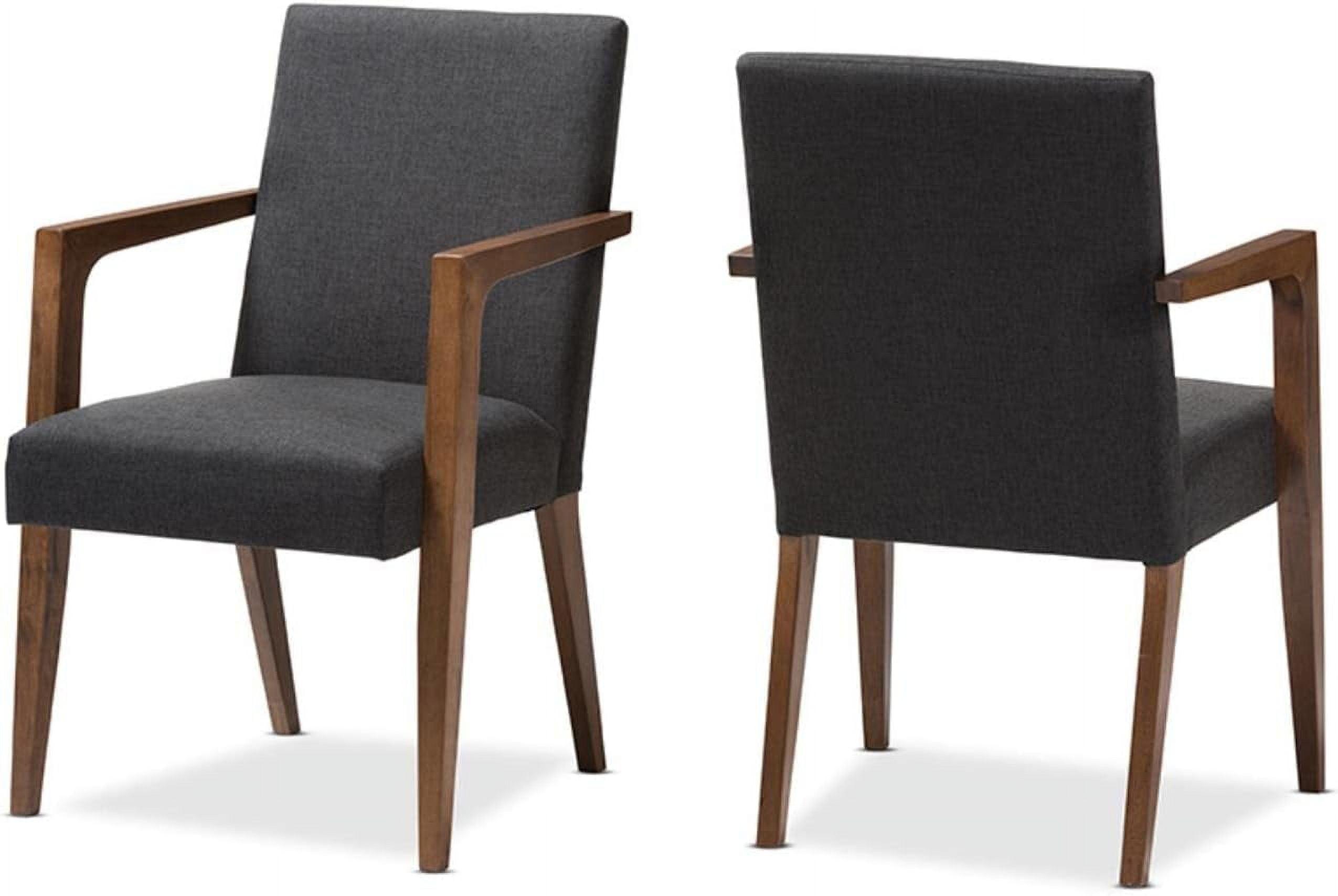 Set of 2 Andrea Mid - Century Modern Upholstered Wooden Armchair - Dark Gray - Baxton Studio