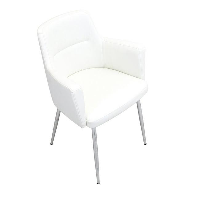 Andrew Contemporary Dining/Accent Chair in Chrome and White Faux Leather by LumiSource - Set of 2