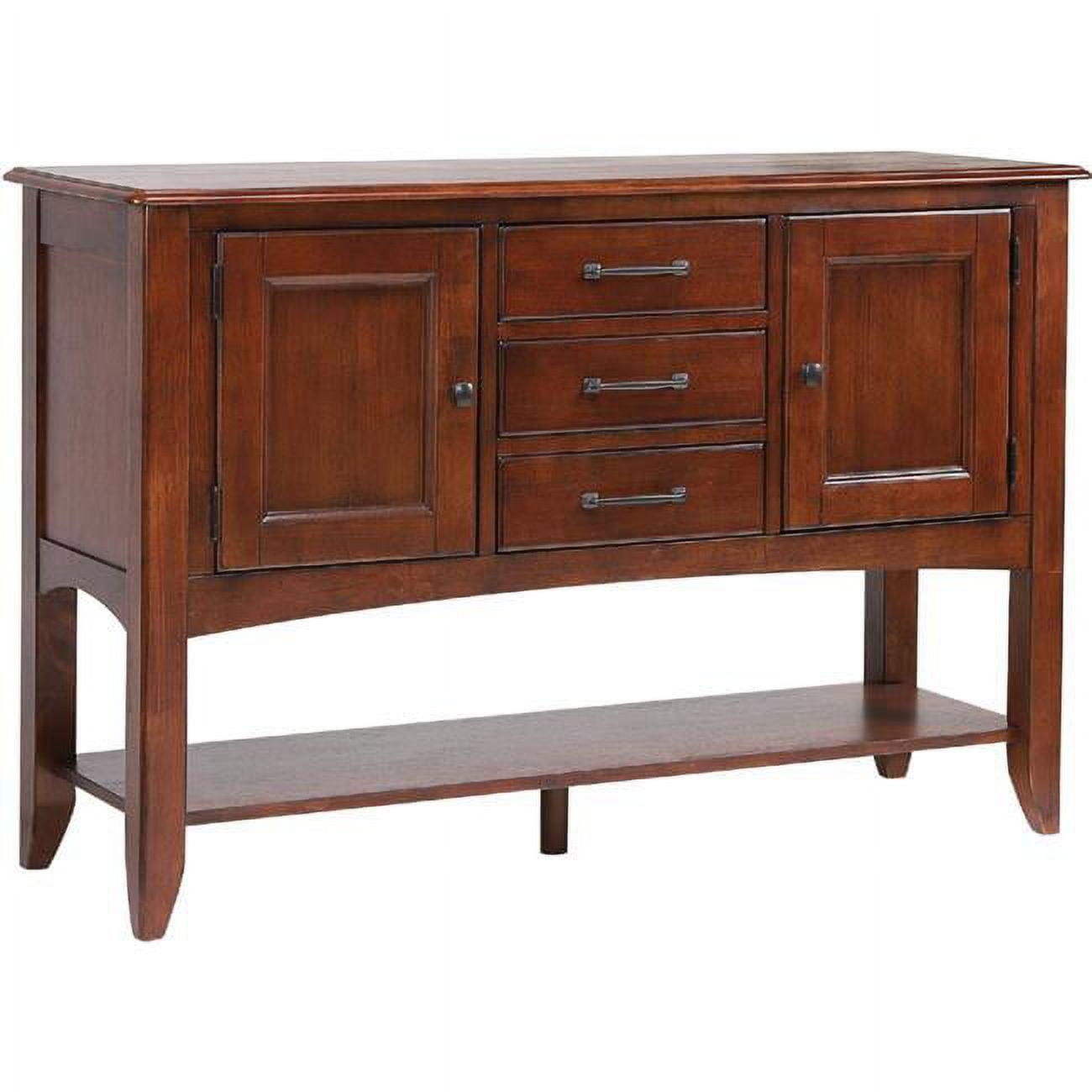 Chestnut Brown 54" Wood Sideboard with 3 Drawers and Open Shelf