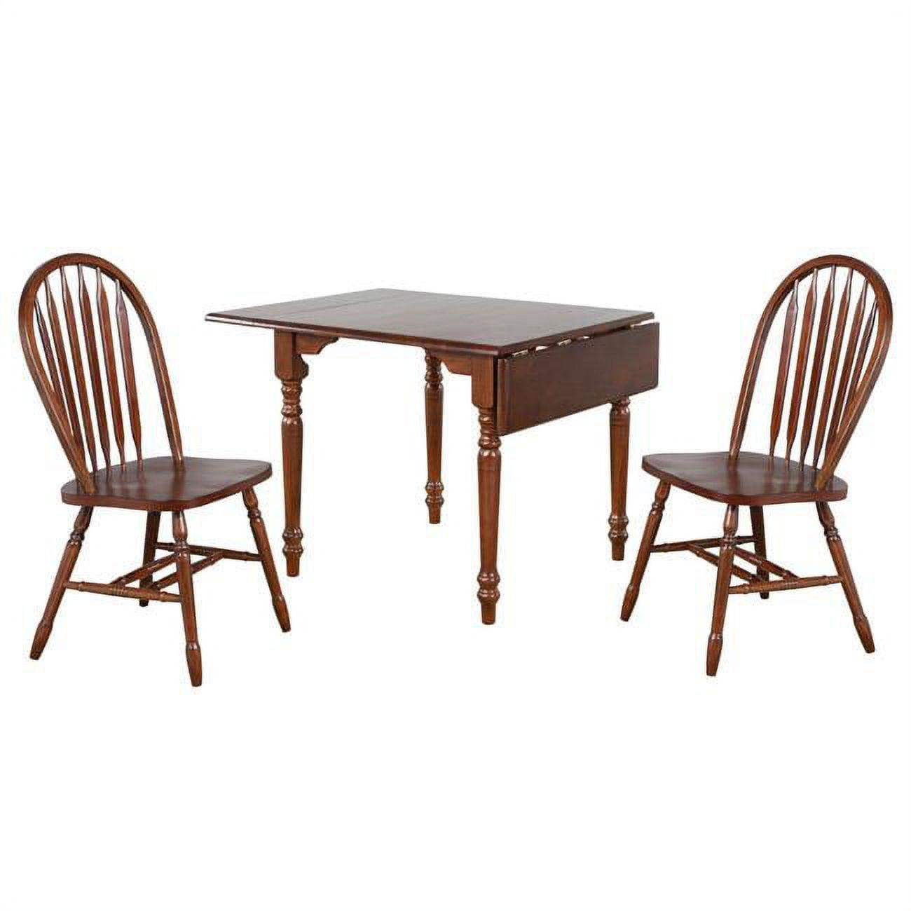 Cottage Charm Chestnut Brown Wood Dining Set with 2 Chairs