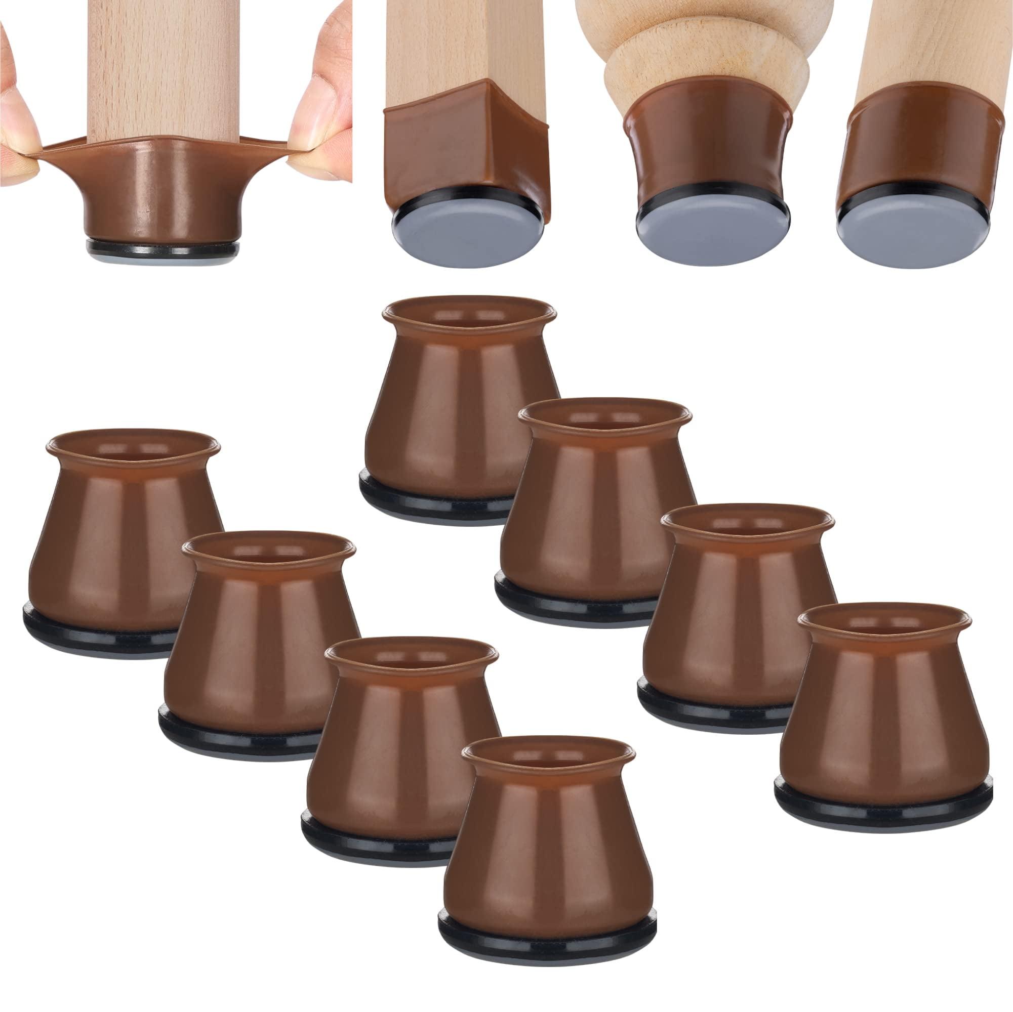 Brown Silicone Chair Leg Sliders with Teflon Bottom, 8-Pack