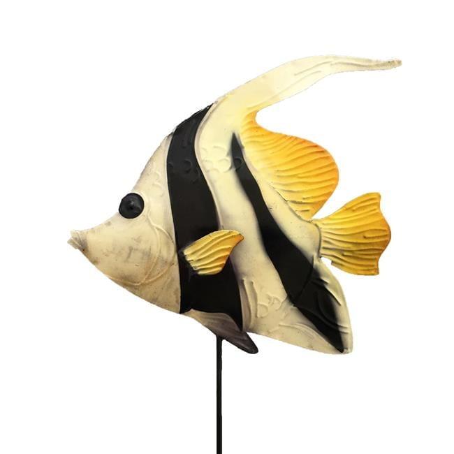 Yellow and Black Metal Angel Fish Garden Stake