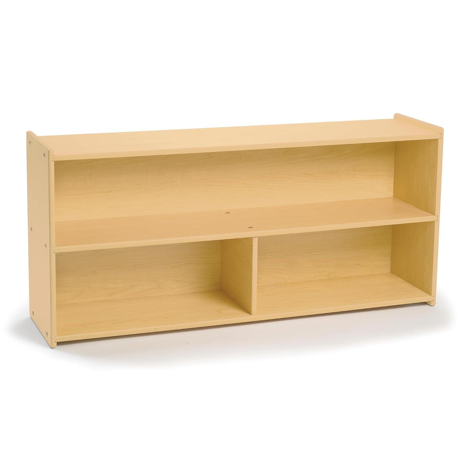 Little Explorer's Natural Wood 2-Cubby Kids Storage Shelf