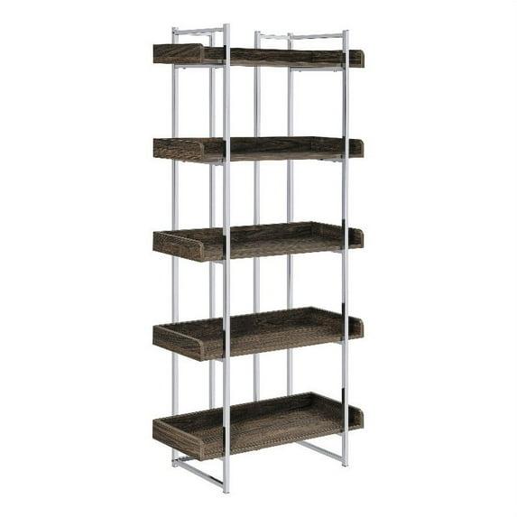 70.25" Angelica 5 Shelf Bookcase Walnut - Coaster: Tall, Open Storage, Modern Design