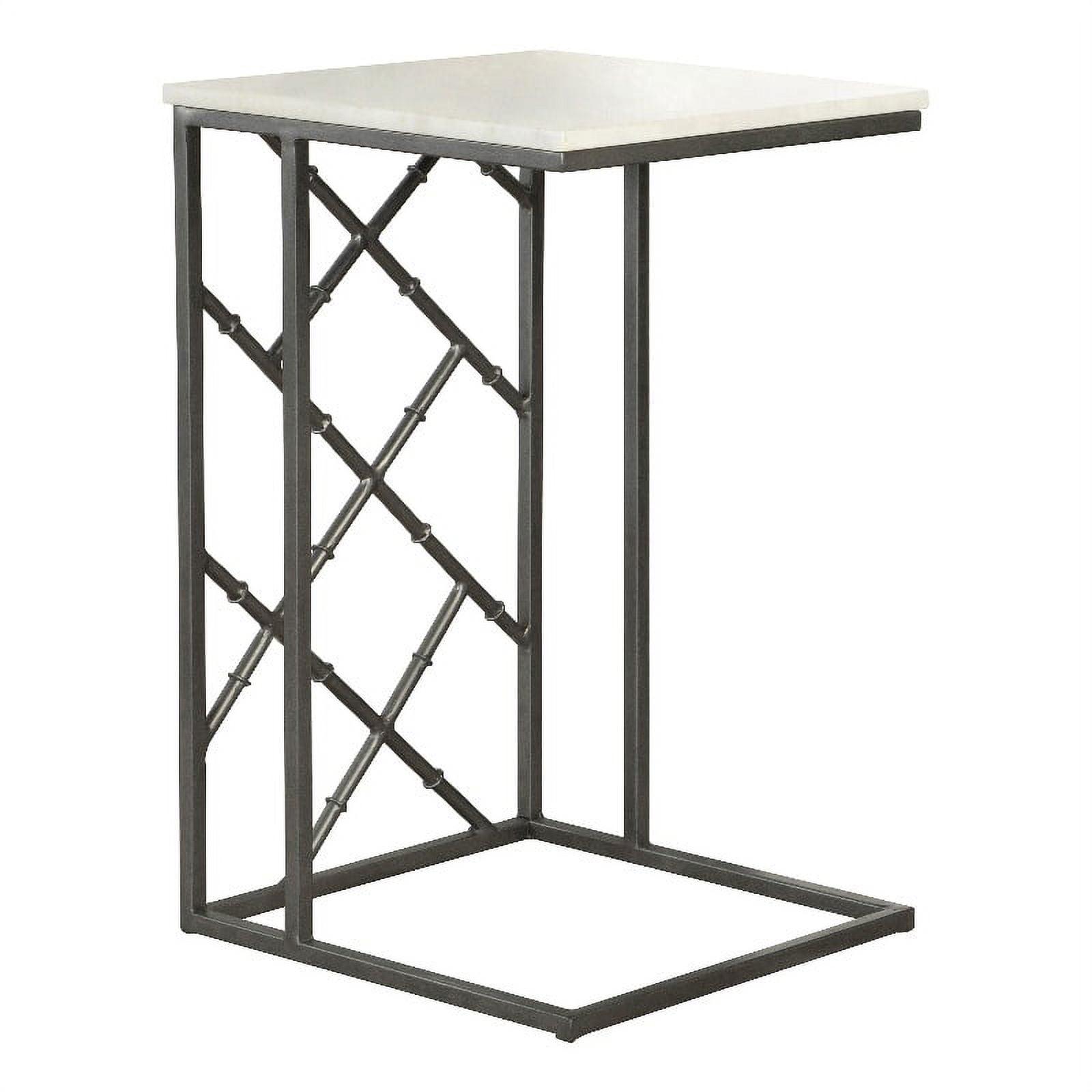 White Marble Top Black Metal Rectangular Accent Table