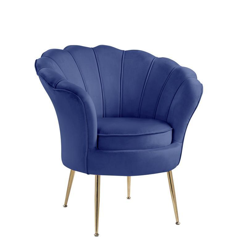 HOMLUX Angelina Velvet Scalloped Back Barrel Accent Chair with Metal Legs