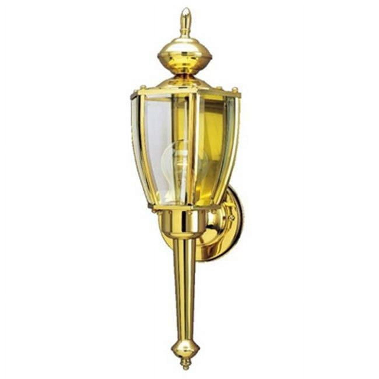 Polished Brass LED Wall Lantern with Clear Glass Panels