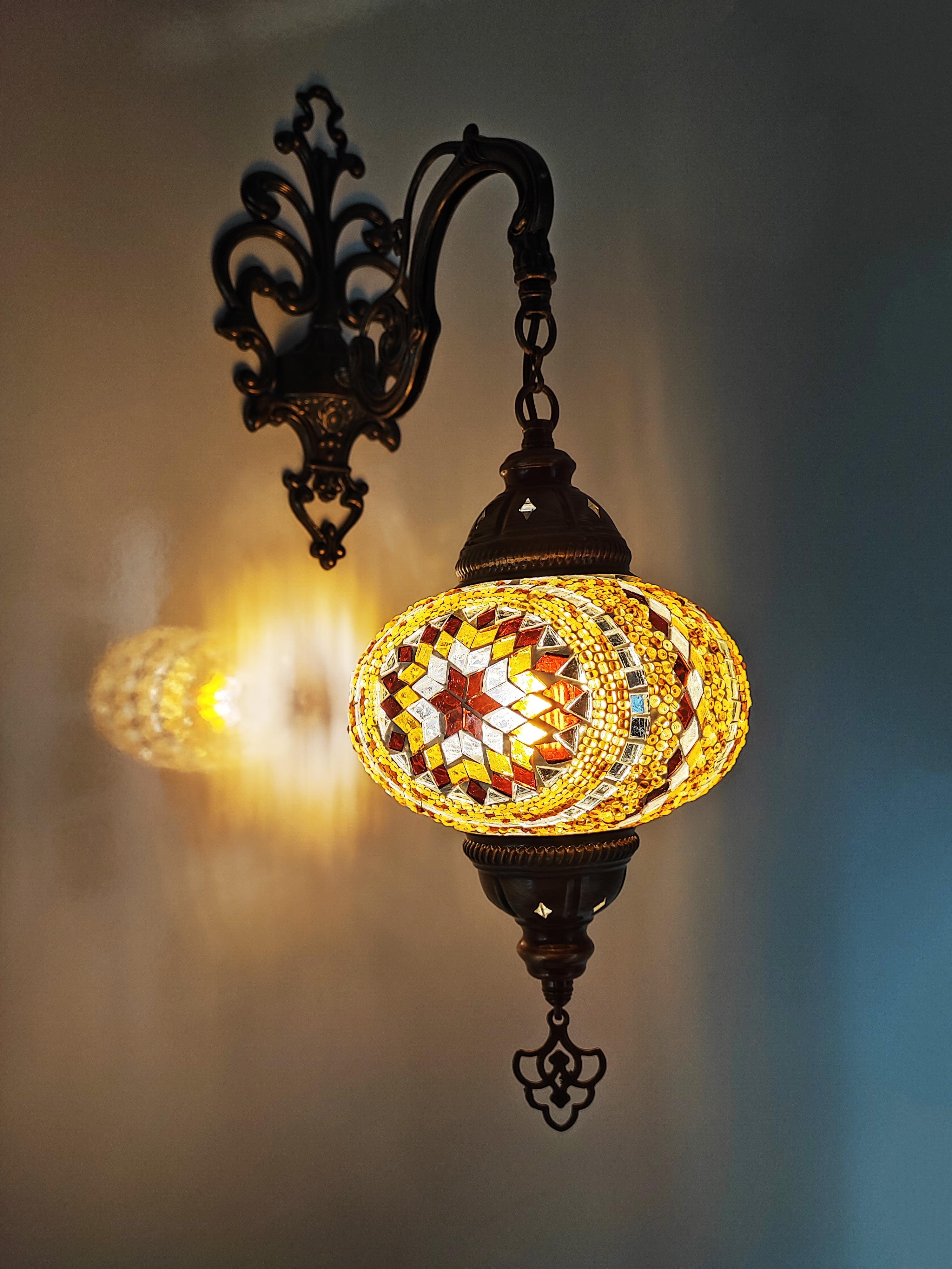 Angora Tonalli Wall Lamp - Large Globe | Turkish Wall Sconce Lamp for Living Decor (15.75")