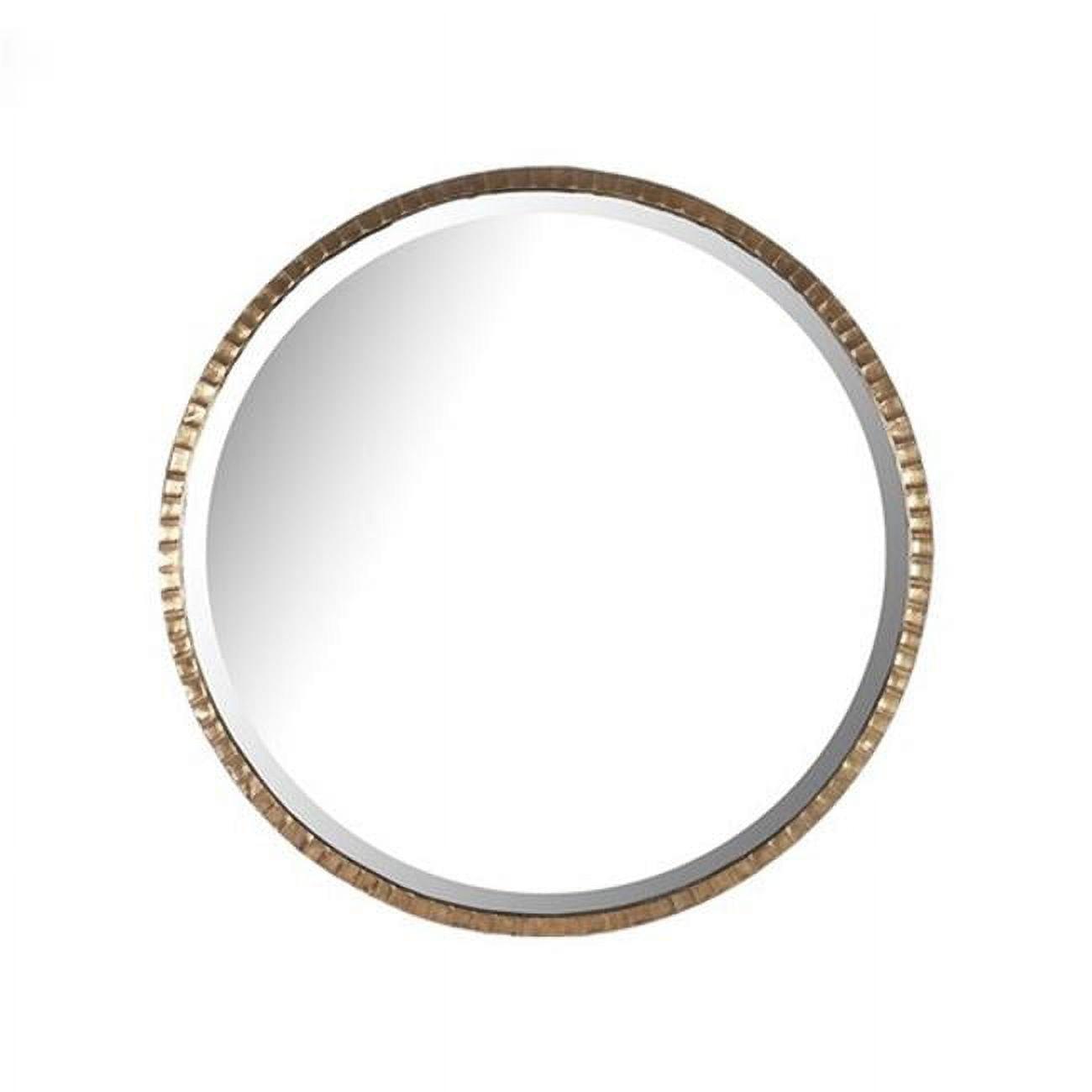 Ania Round Antique Bronze and Gold Wood Wall Mirror, 40"