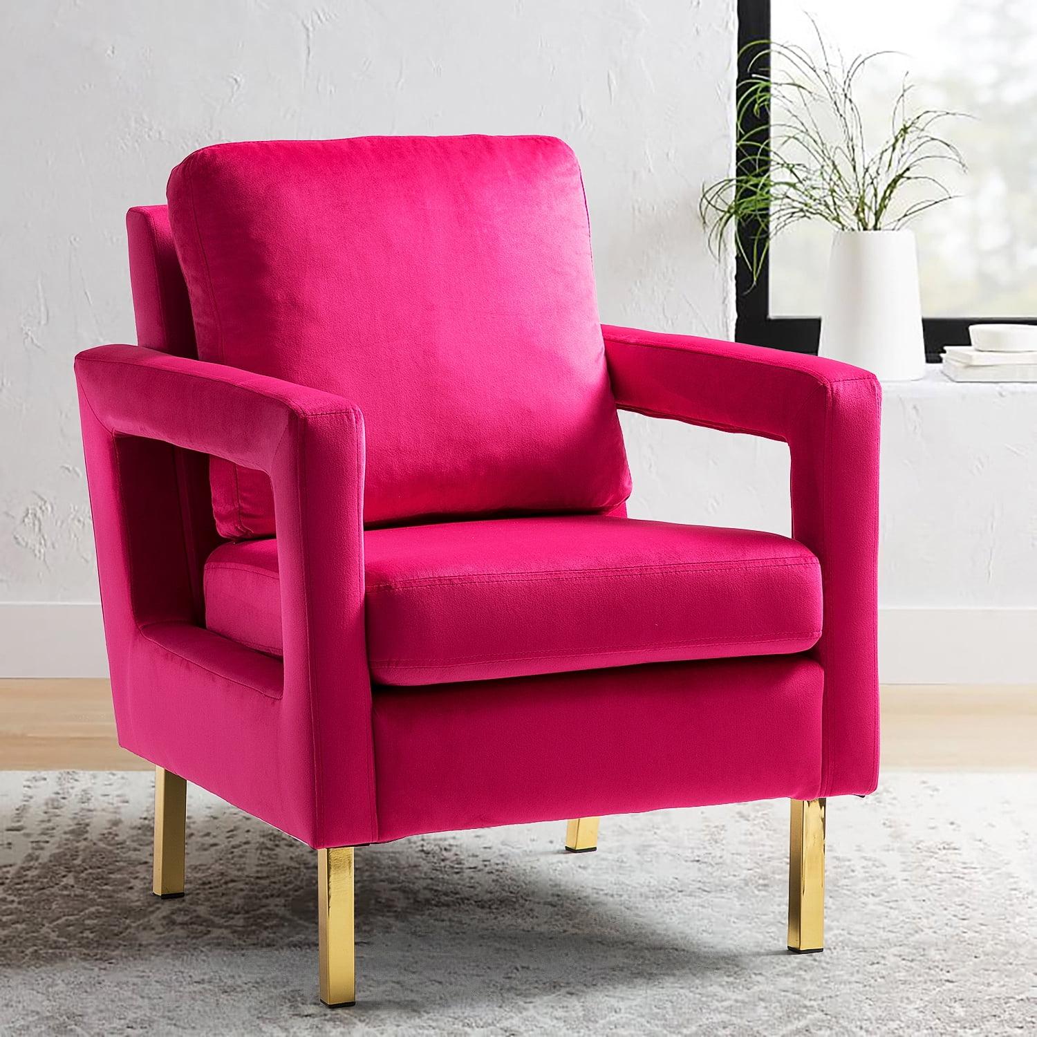 Fuchsia Velvet Accent Chair with Gold Metal Legs