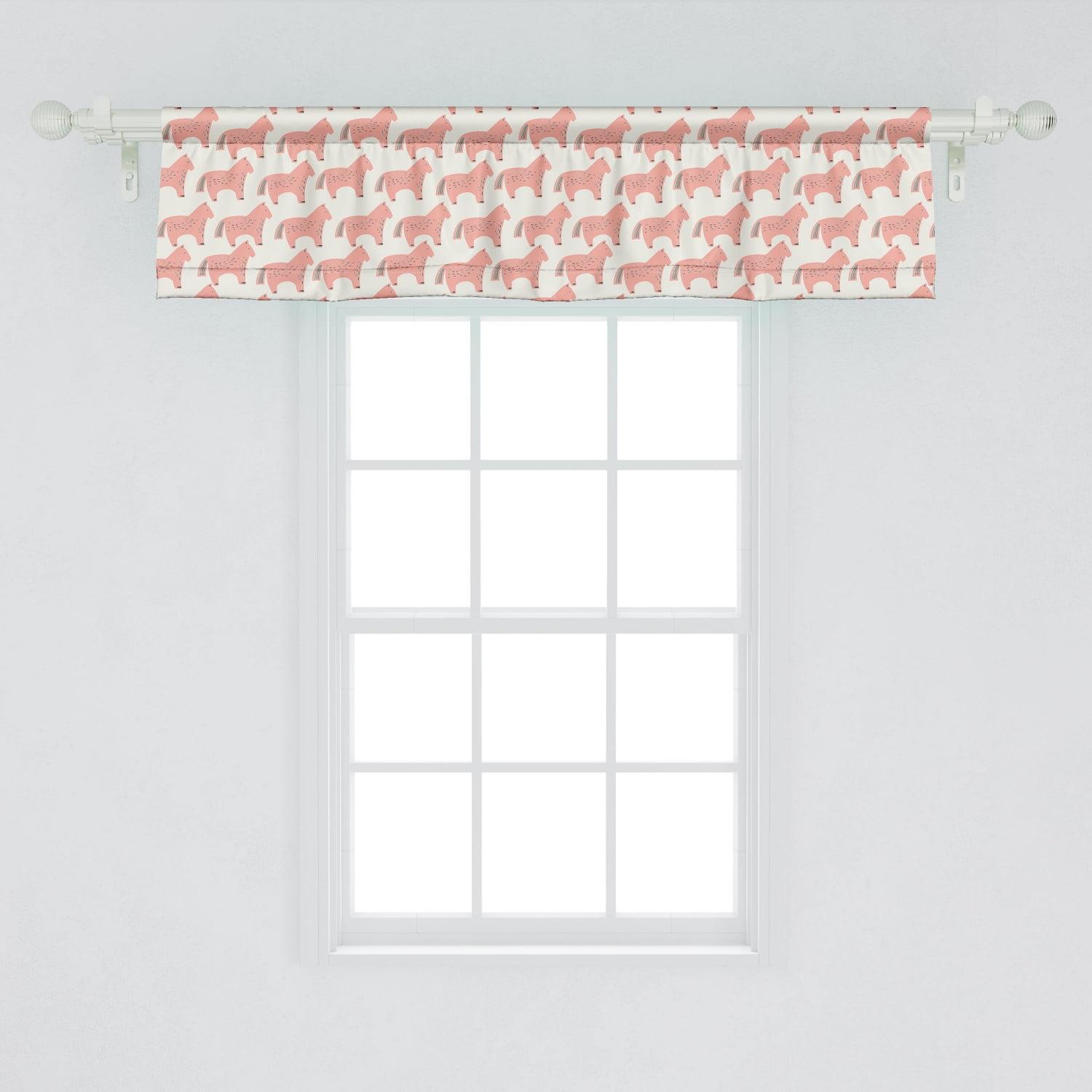 Ambesonne Ambesonne Animal Valance Pack of 2 Horse Pattern Coral and Cream_104736