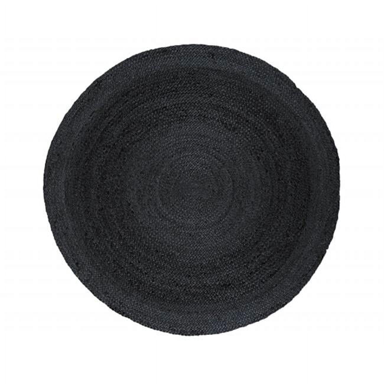 Handmade Kerala Gray Braided Jute Round Rug, 49"