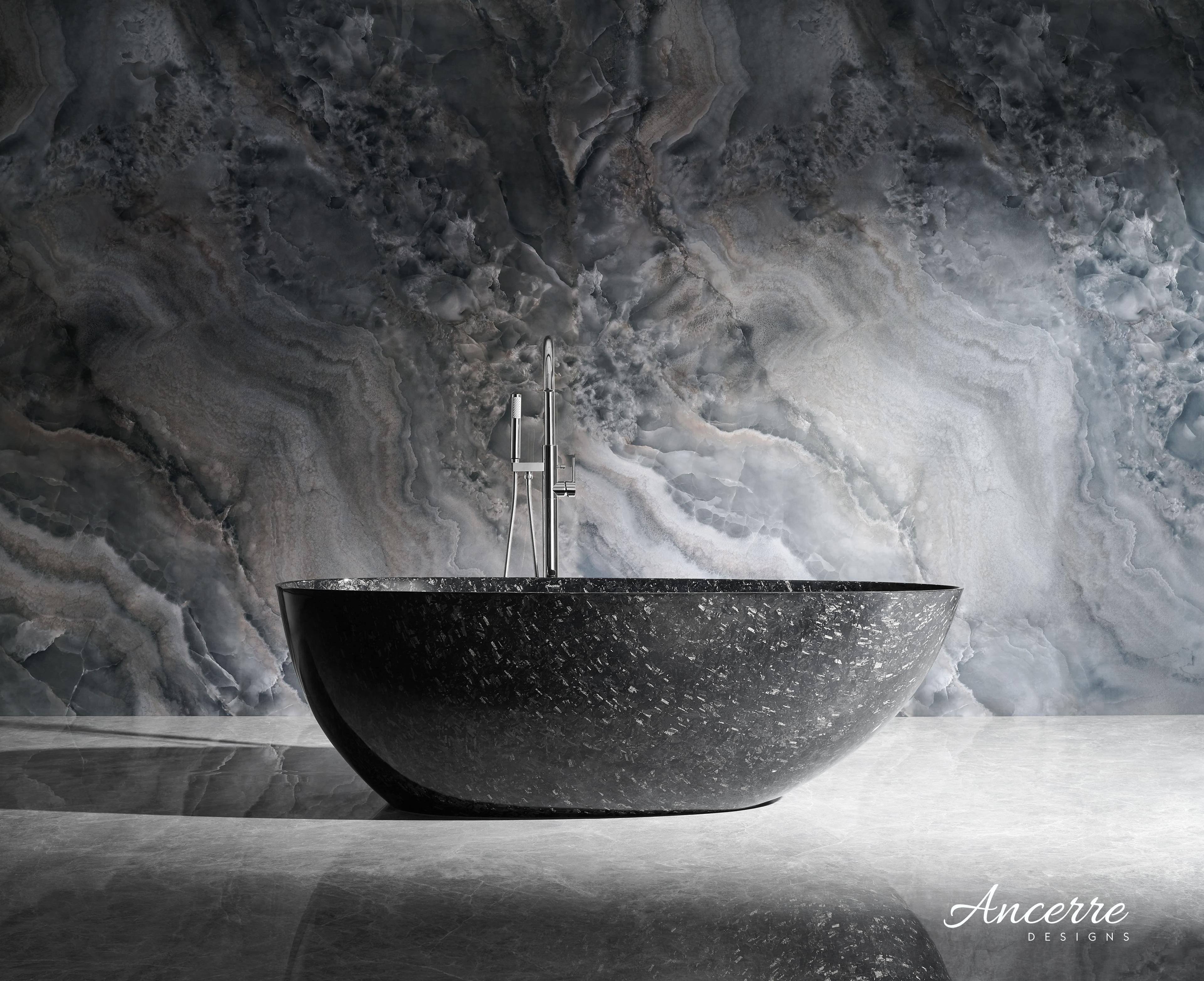 Anjuna 67'' Black Forged Carbon Fiber Freestanding Bathtub