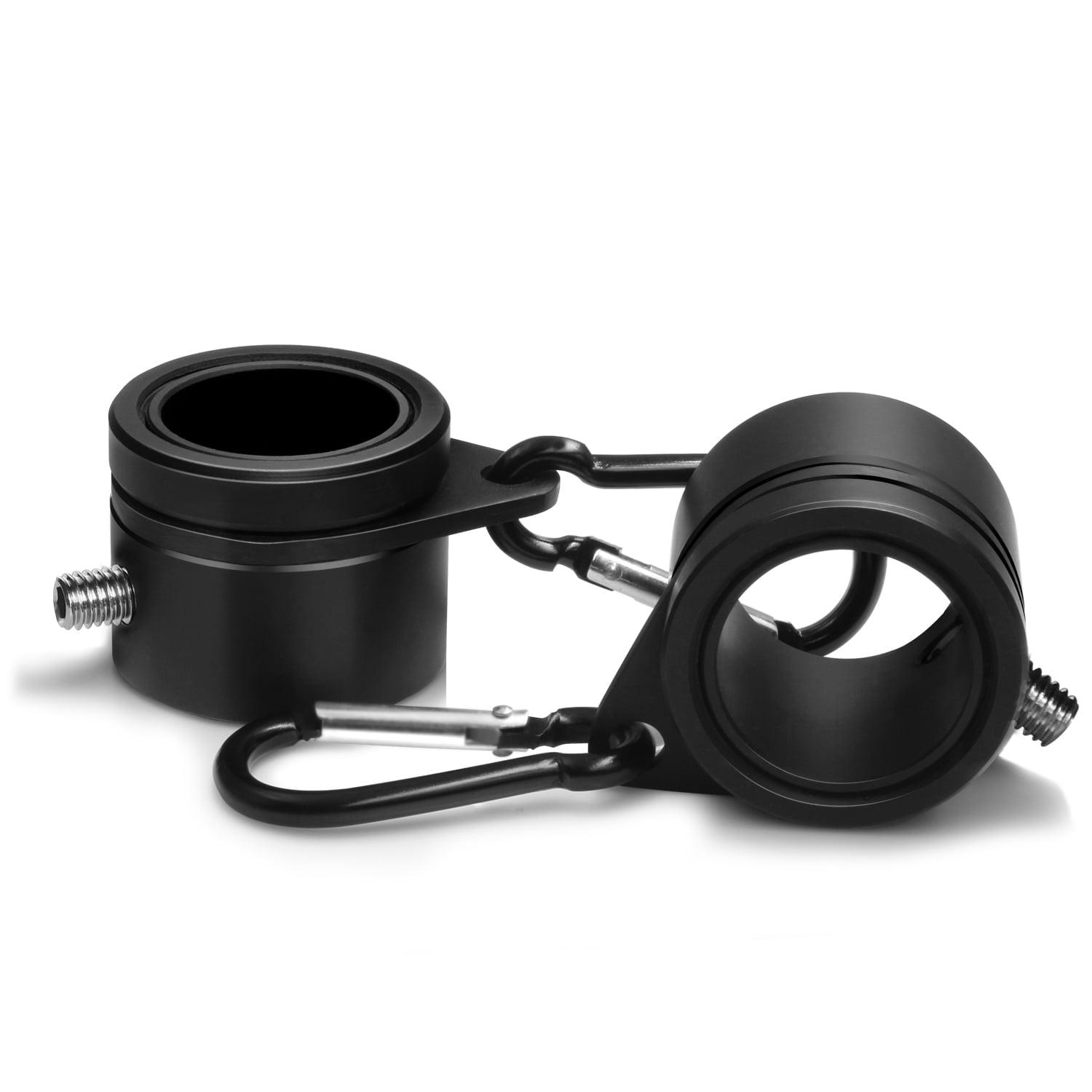 Black Aluminum 1.26 Inch Flagpole Mounting Rings Set with Carabiners