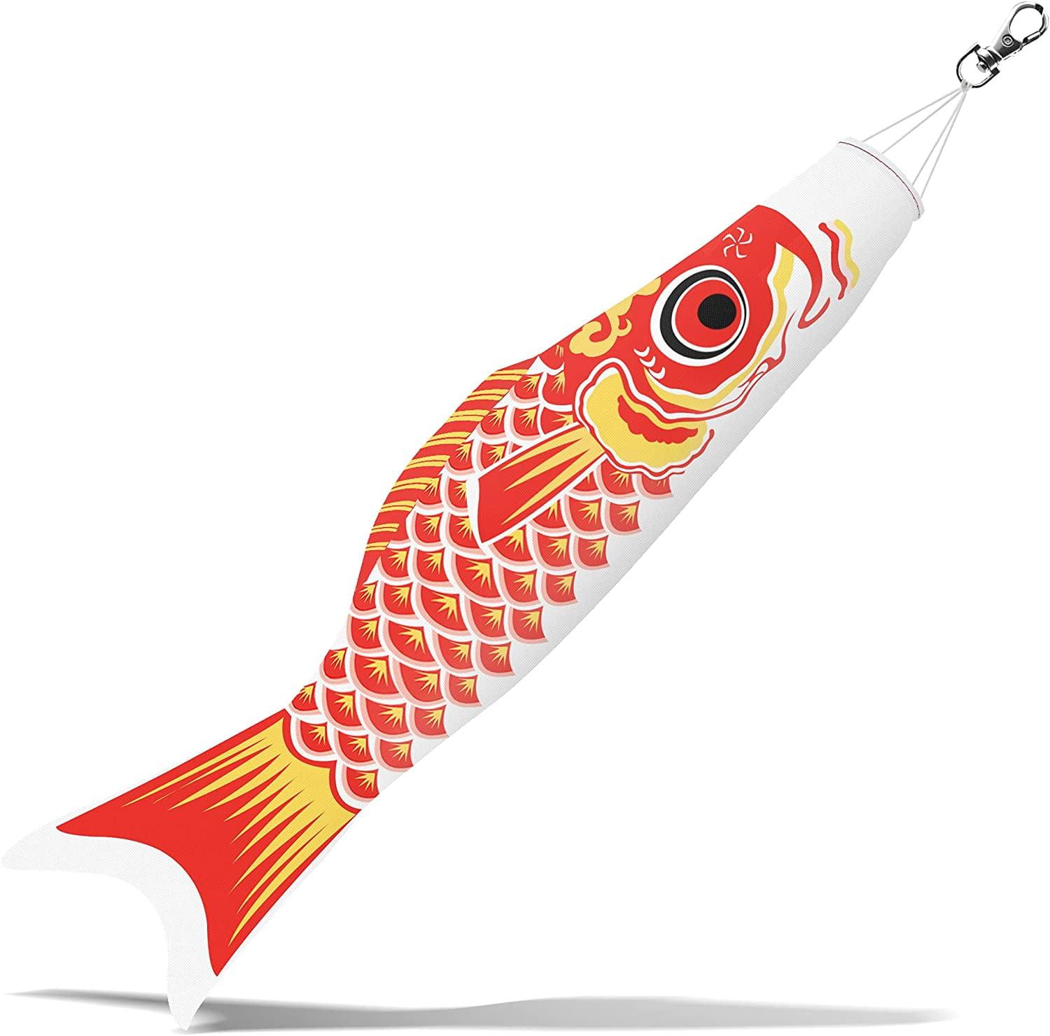 26" Red and White Polyester Koi Fish Windsock Flag