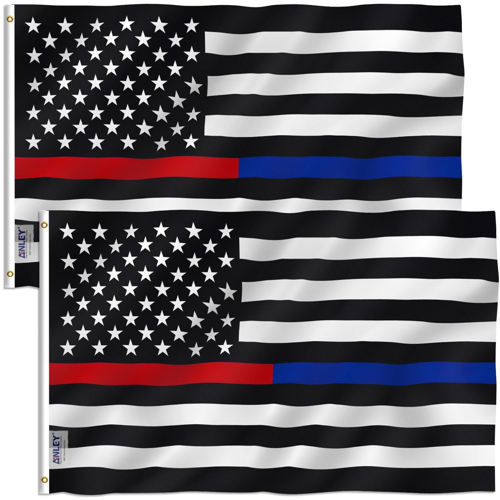 Patriotic Black Polyester American Flag with Blue and Red Lines