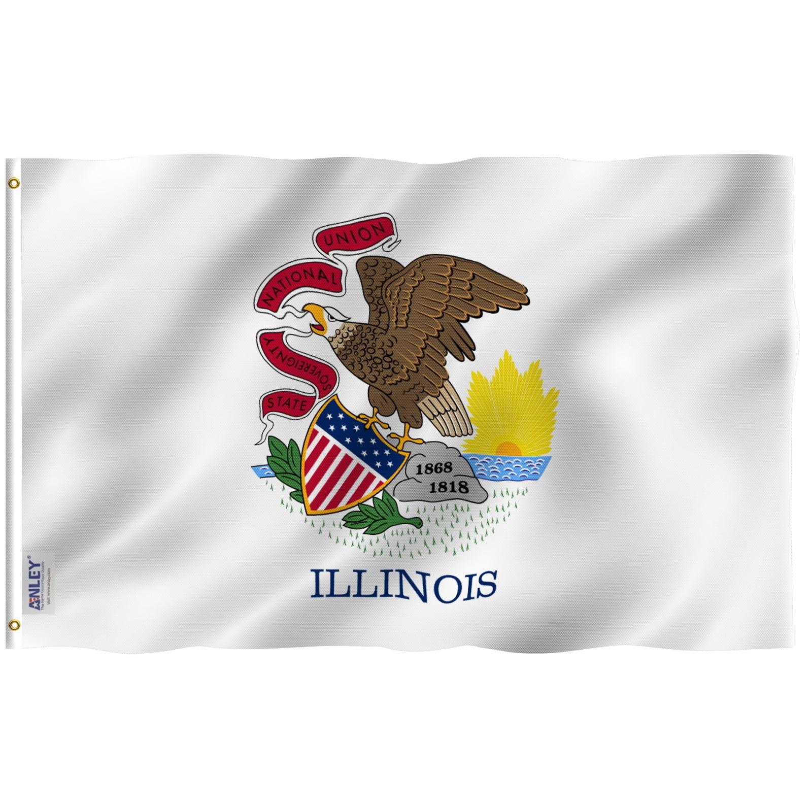 Illinois State Flag 3x5 Feet Polyester with Brass Grommets