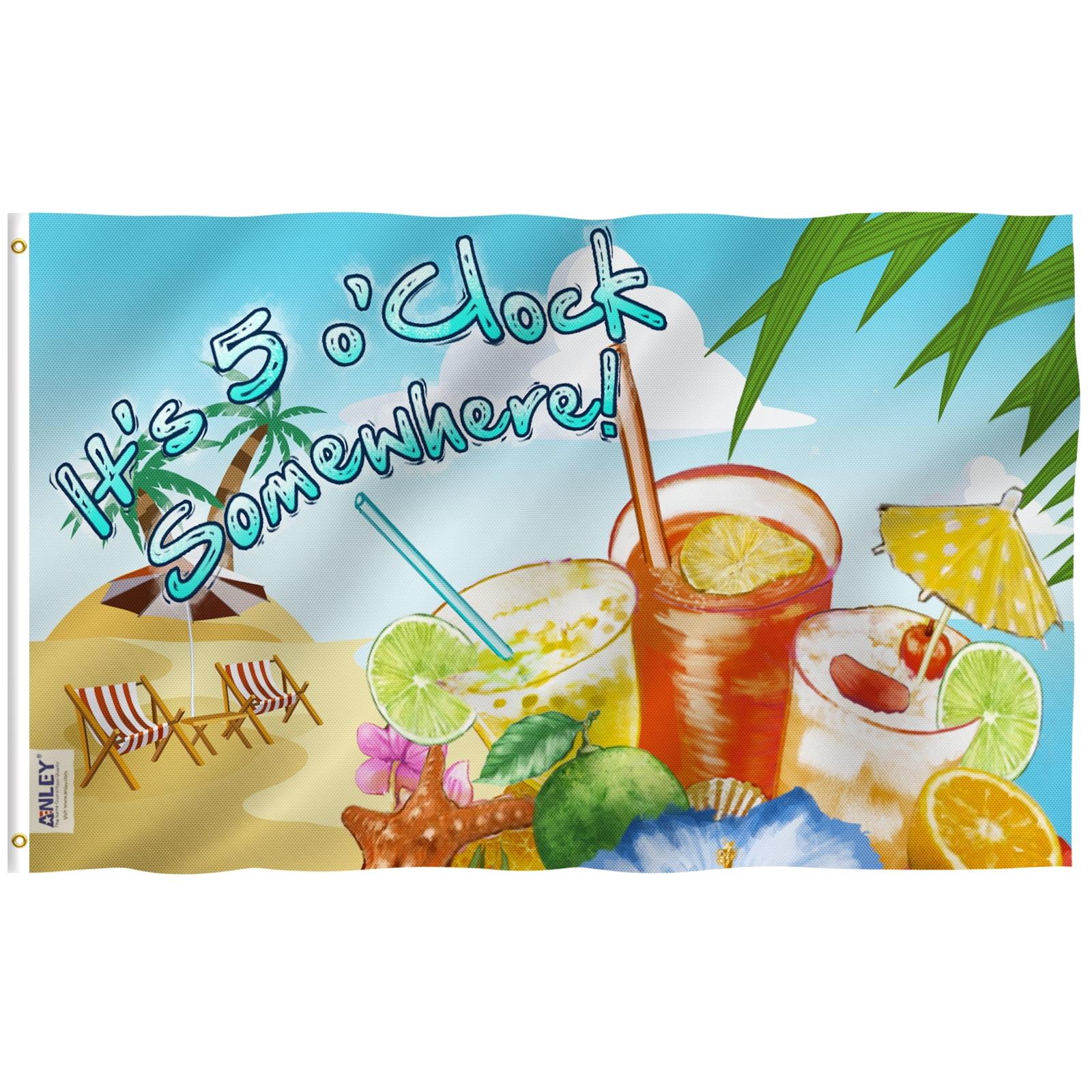 It's 5 o'Clock Somewhere Beach Scene Polyester Flag