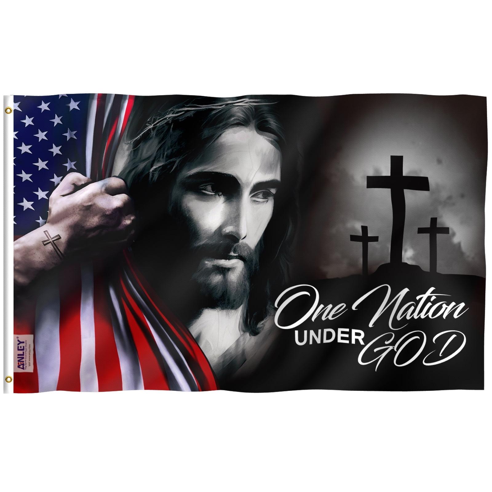 Anley Fly Breeze 3x5 Foot One Nation Under God Flag - Good Friday Christian Jesus American Flags Polyester
