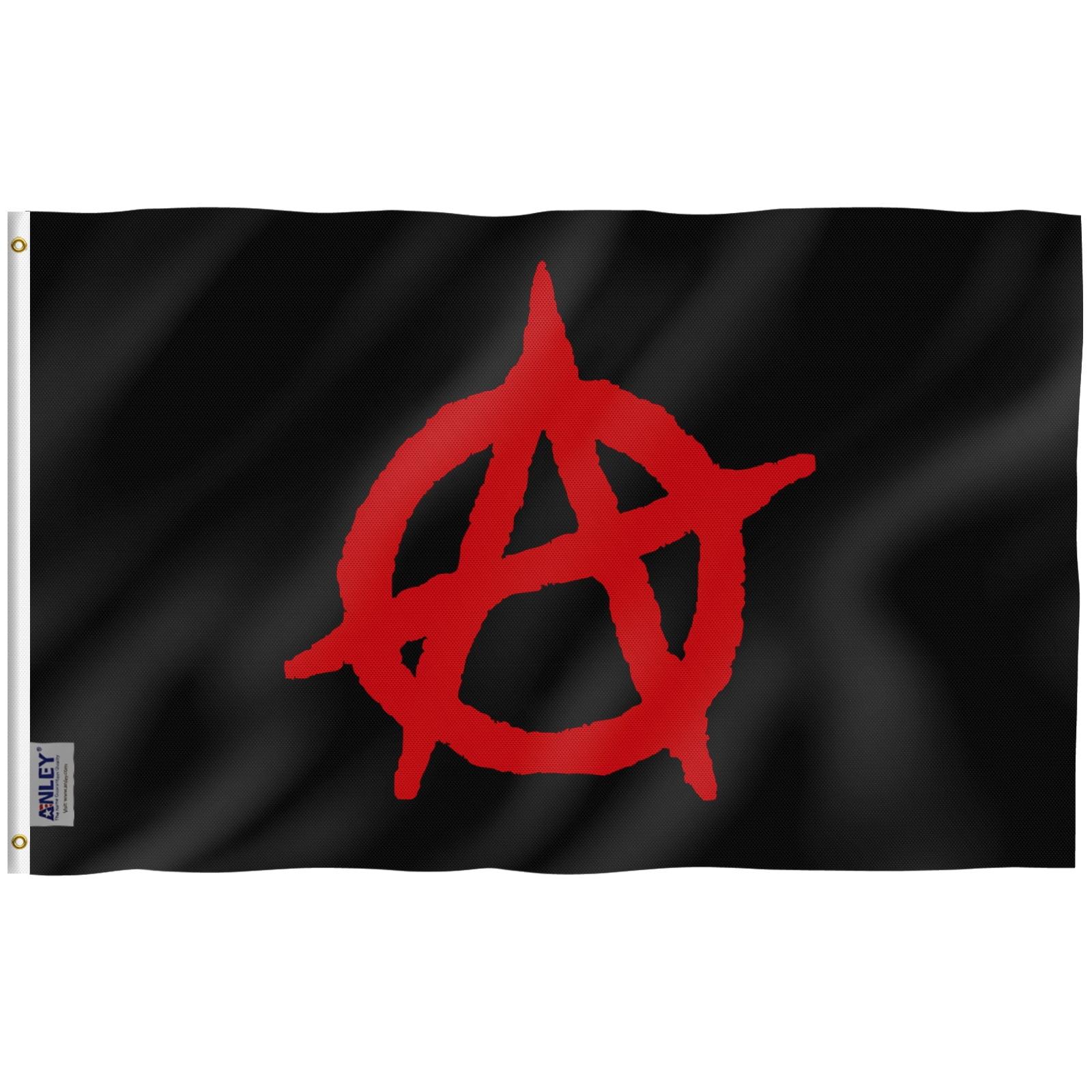 3x5 Feet Black Polyester Anarchy Flag with Brass Grommets