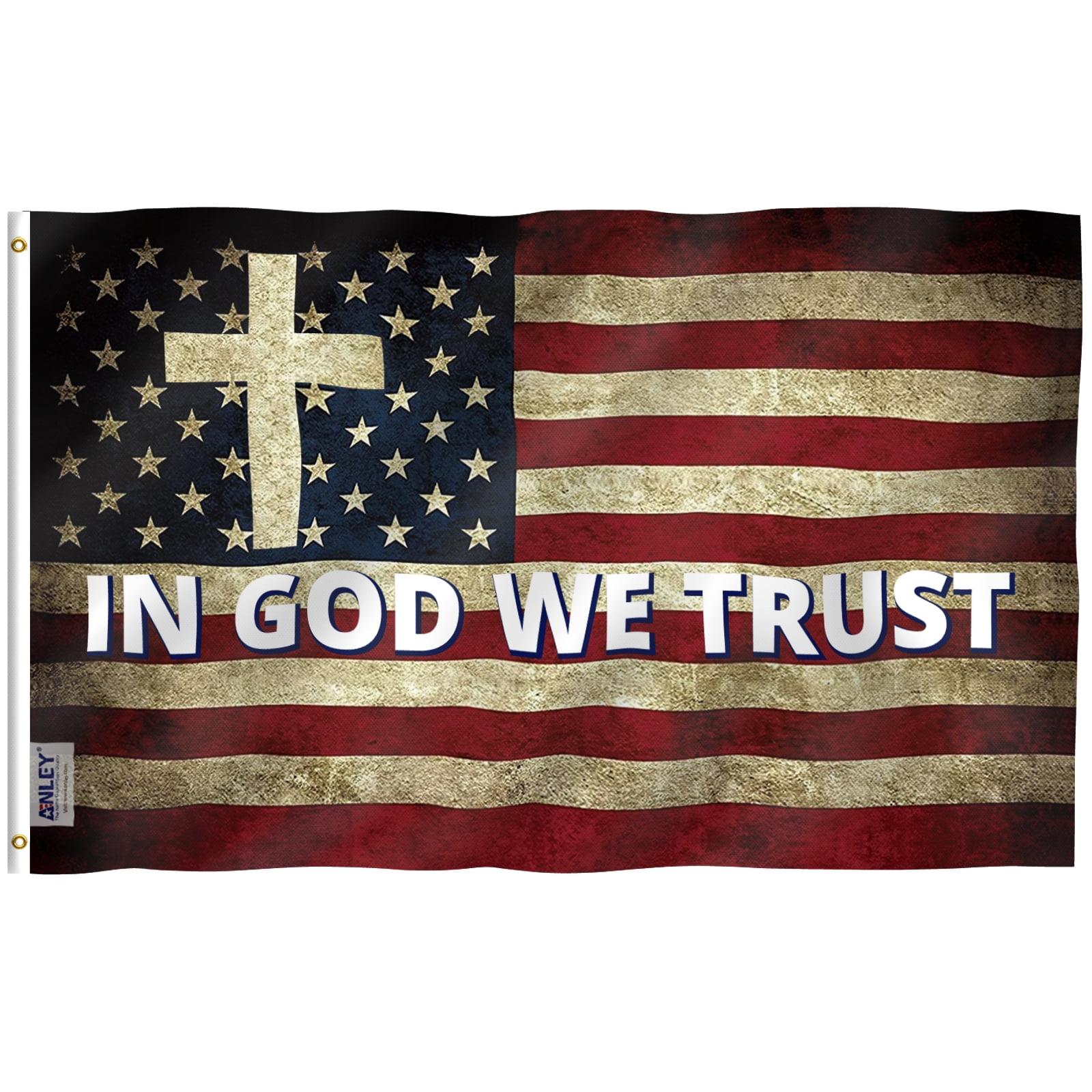 Patriotic Multicolor Polyester 3x5 Foot In God We Trust Flag