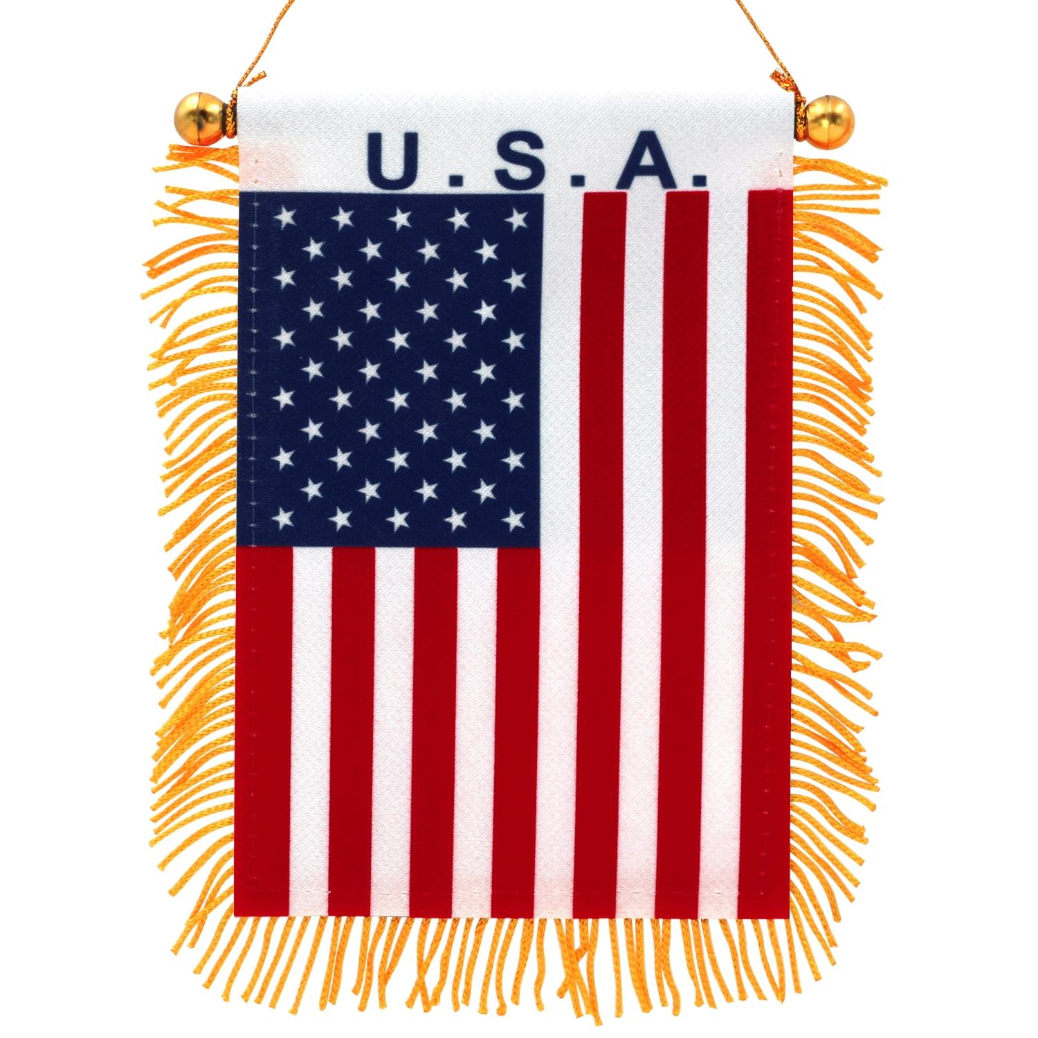 Anley 4 X 6 Inch USA Fringy Window Hanging Flag - American Hanging Flag