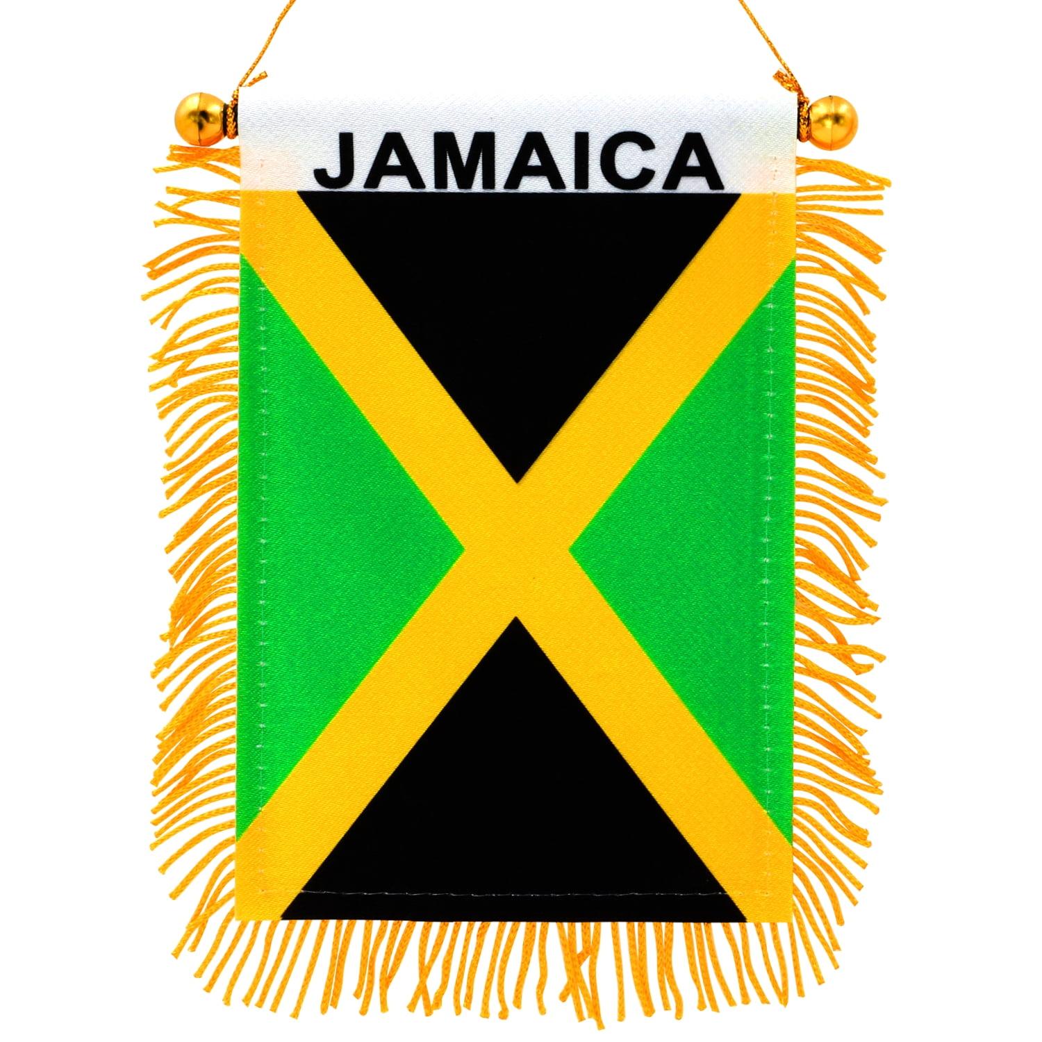 Jamaica 4" x 6" Fringed Gold and Green Hanging Flag