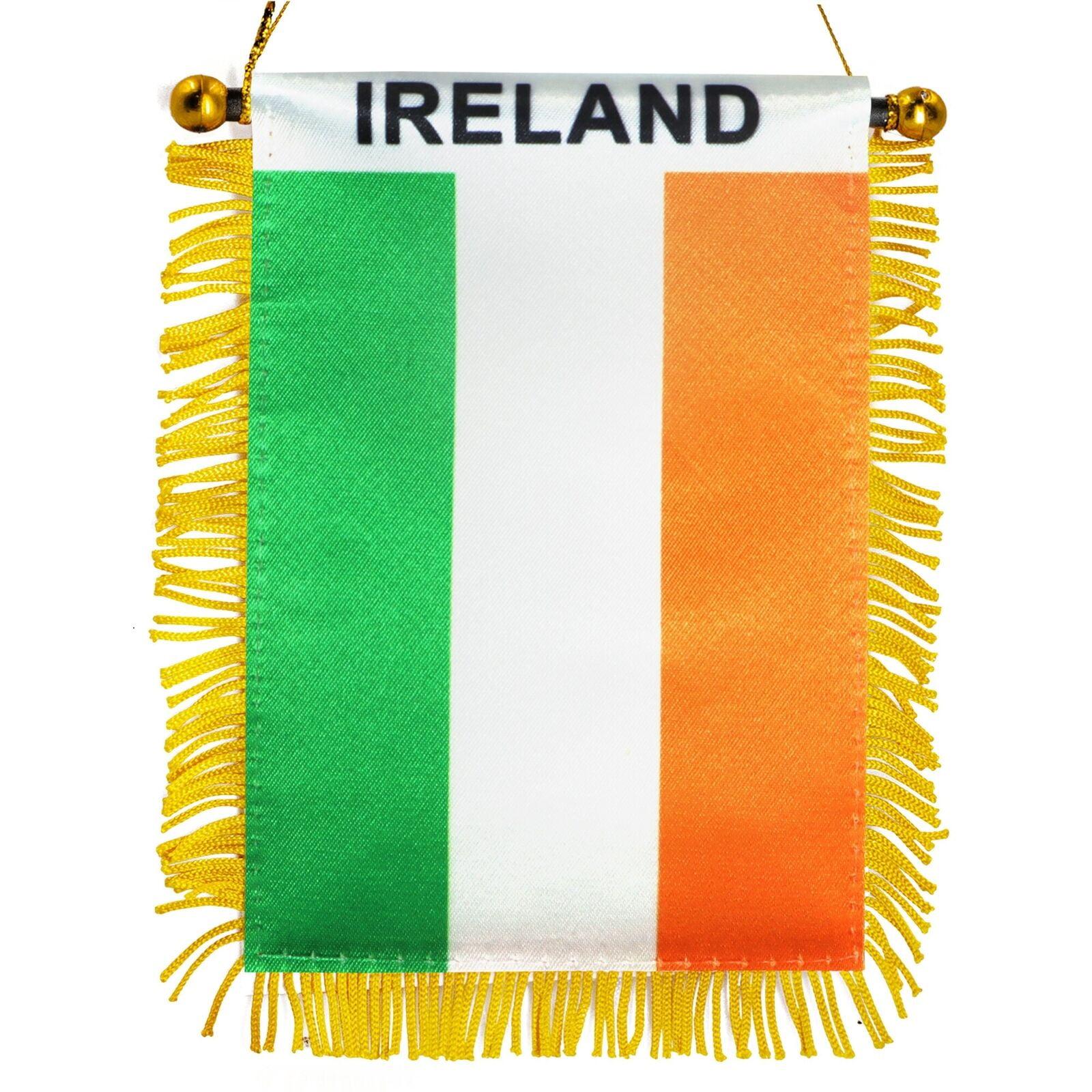 Mini Ireland Fringed Window Hanging Flag with Suction Cup