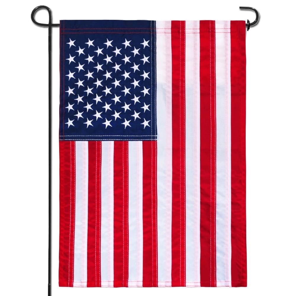 Patriotic Embroidered Stars USA Garden Flag 18 x 12.5 Inch