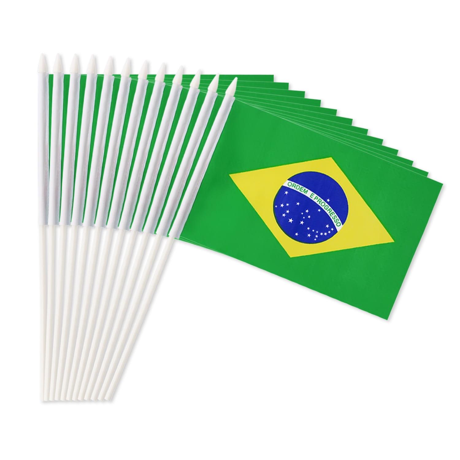 Anley Brazil Mini Flag 12 Pack - Hand Held Small Miniature Brazil Flags