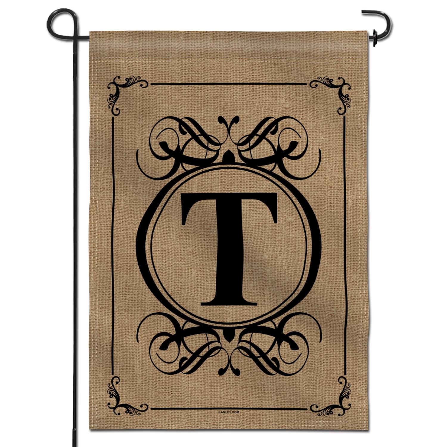 Classic Monogram Letter T Beige Polyester Garden Flag