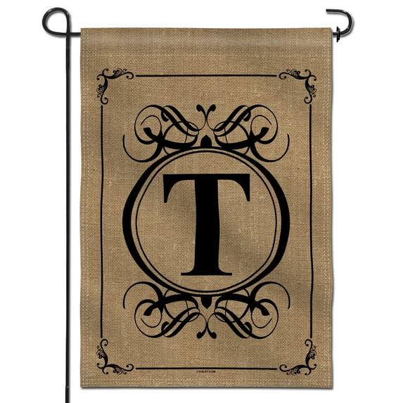 Arlmont & Co. Octaviana Classic Monogram Letter Garden Flag, Double Sided Family Last Name Initial Yard Flags - Personalized Welcome Home Decor - 18 x 12.5 Inch