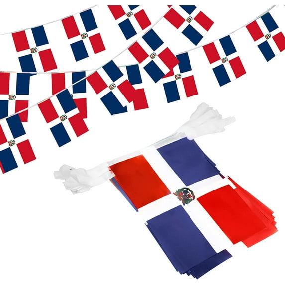 Anley Dominican Republic String Flag Pennant Flags, Patriotic Events 27th of February Independence Day Decoration Sports Bars - 33 Feet 38 Flags