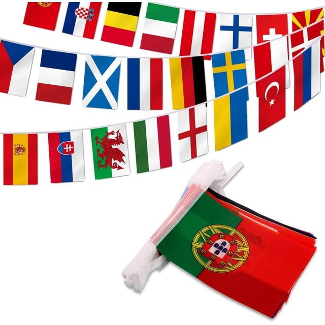 Anley European Countries String Flag, 24 Countries European Cup Soccer String Pennant Banner, Decoration for Grand Opening, Sports Bar, Party Events - 25 Feet 24 Flags