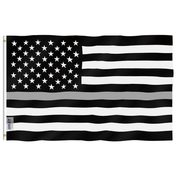 Anley Fly Breeze 3x5 Feet Thin Gray Line Flag - United States Flags Polyester