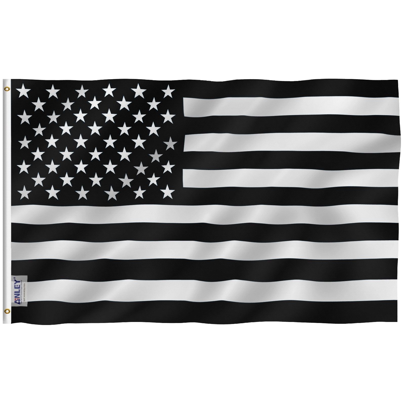 Fly Breeze 3x5 Foot Black and White American Flag with Brass Grommets