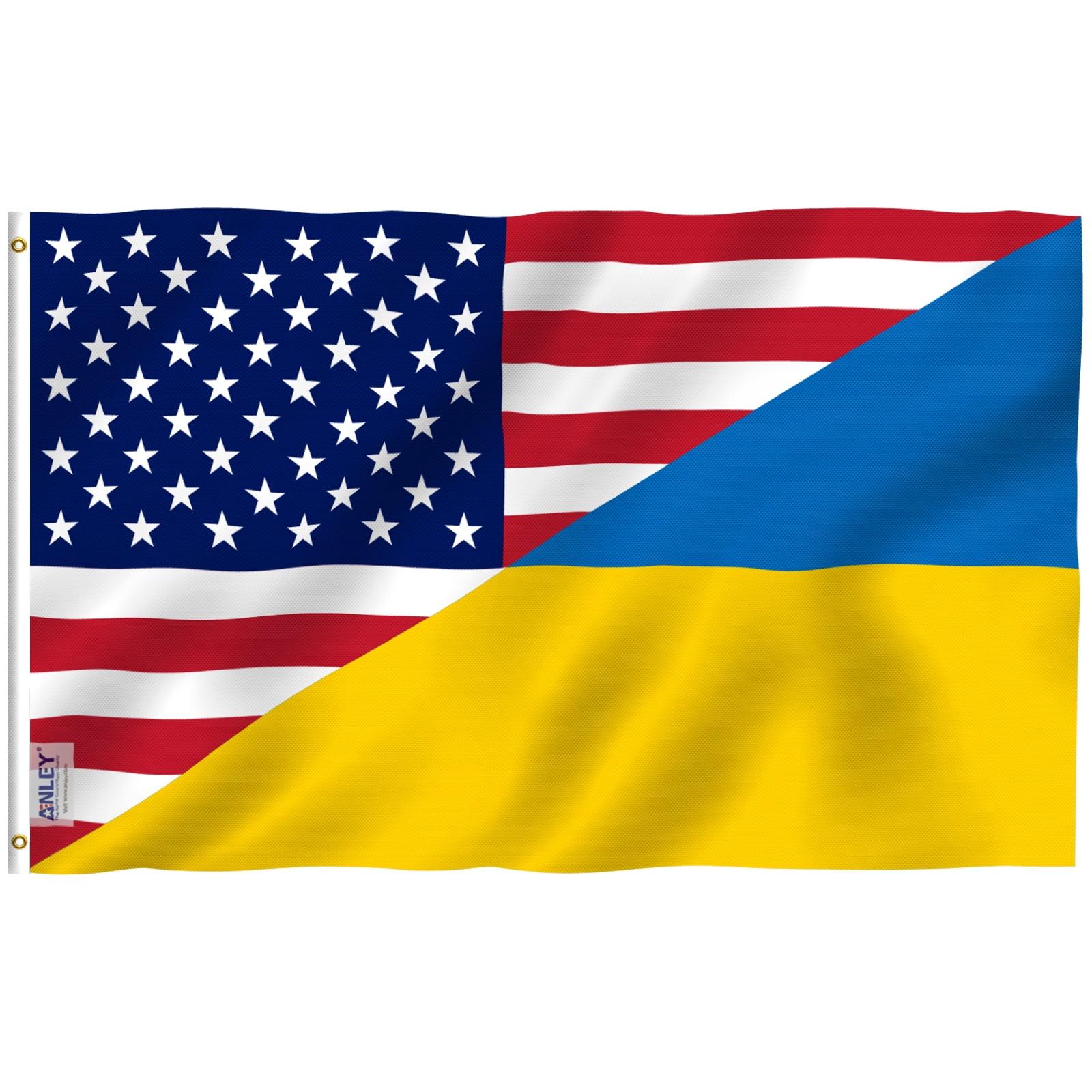 Anley Fly Breeze 3x5 Ft America Ukraine Friendship Flag - Friendship Forever US UA Flag