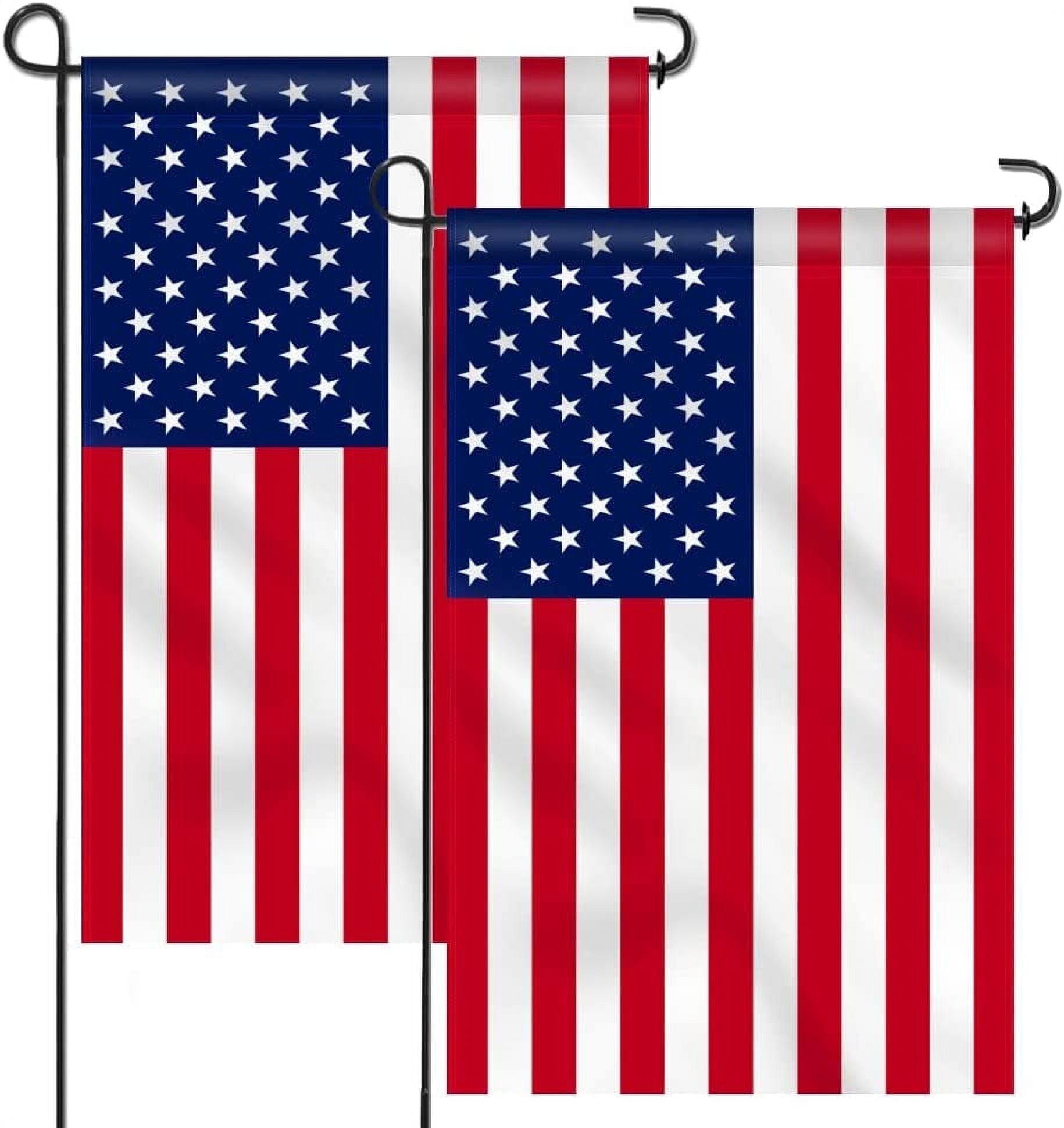 Patriotic USA Flag Sleeve Banner Set for Garden, 12x18 Inches