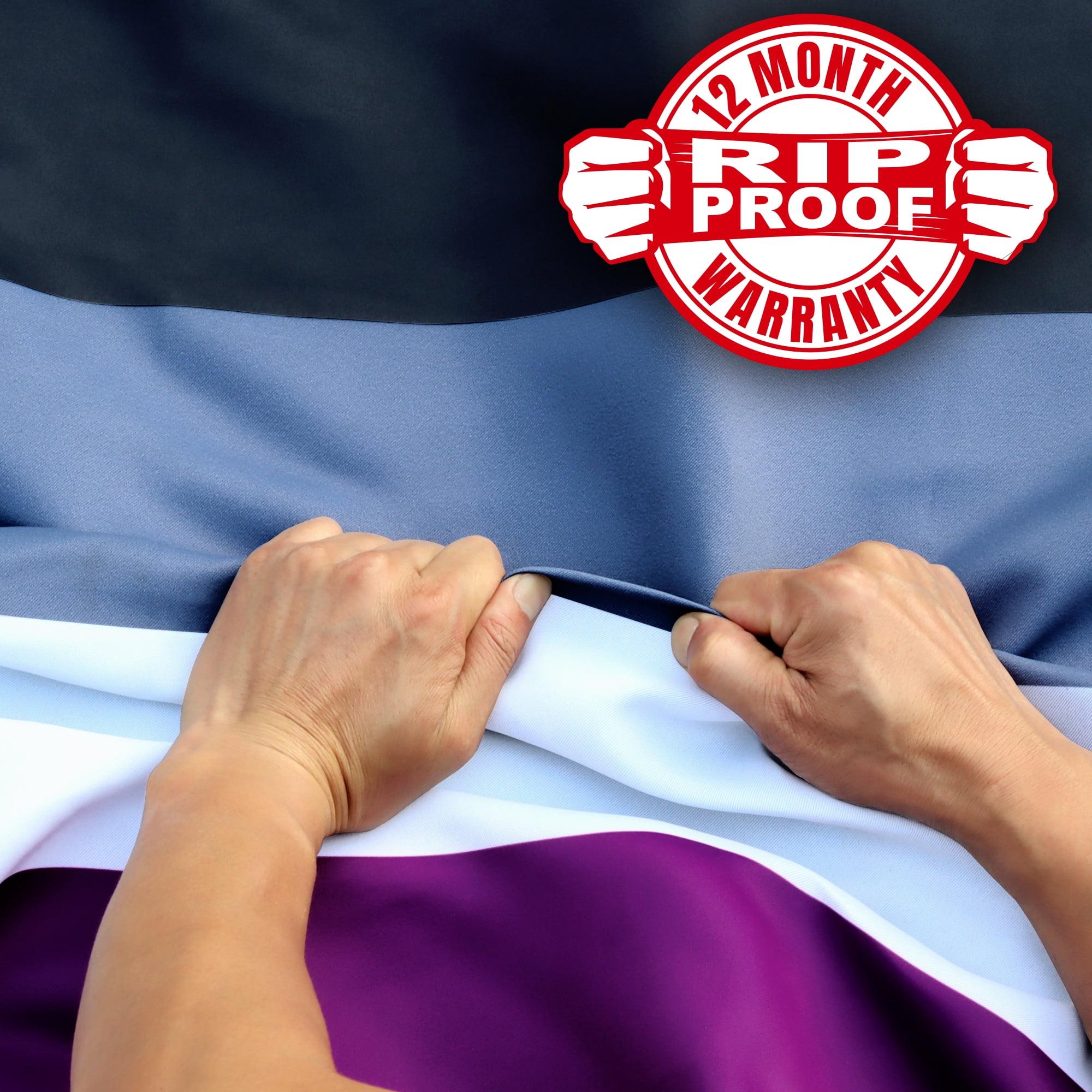 Rip-Proof Rectangular Asexual Pride Flag with Canvas Header