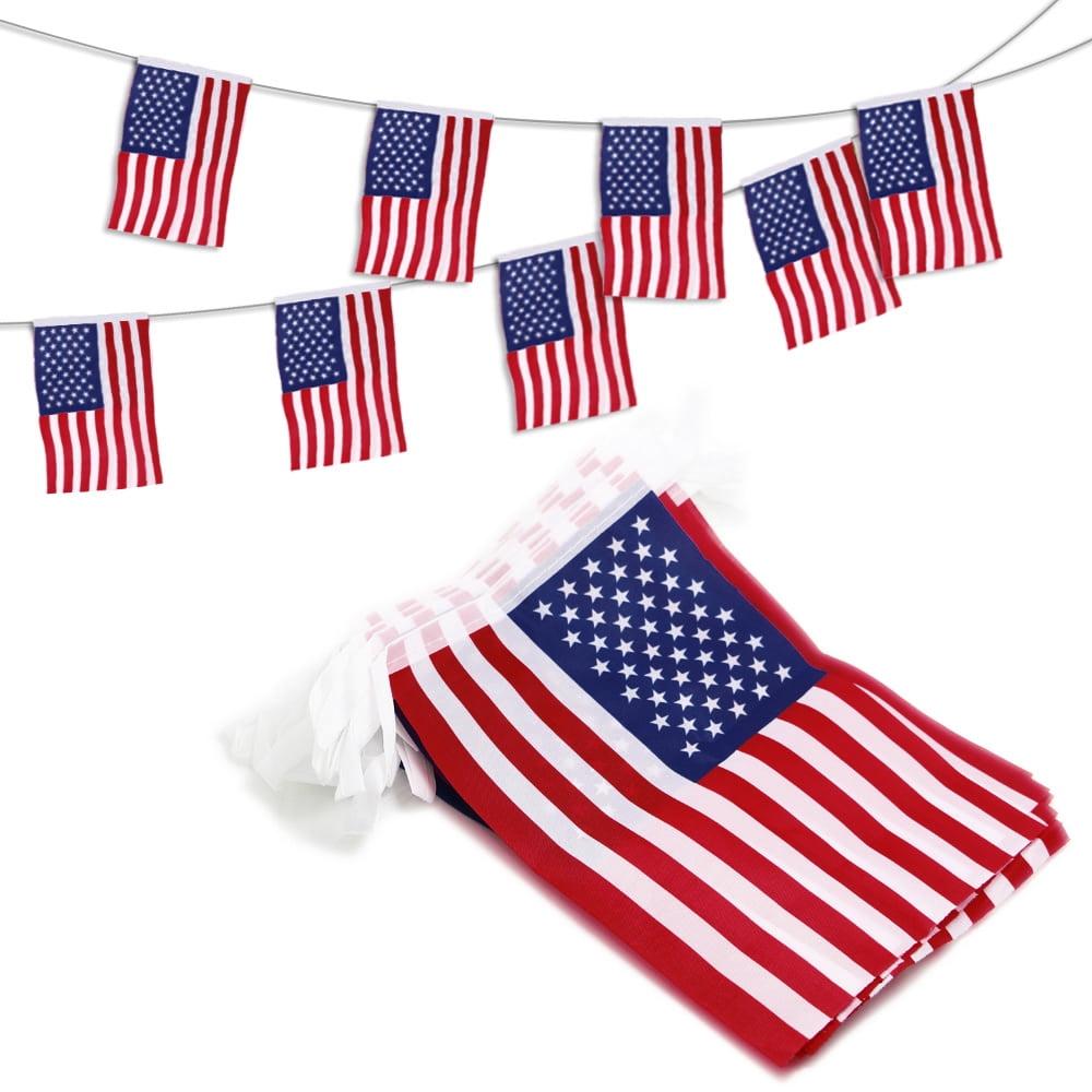 Patriotic American Flag String Pennant Banner, 33 Feet, 38 Flags