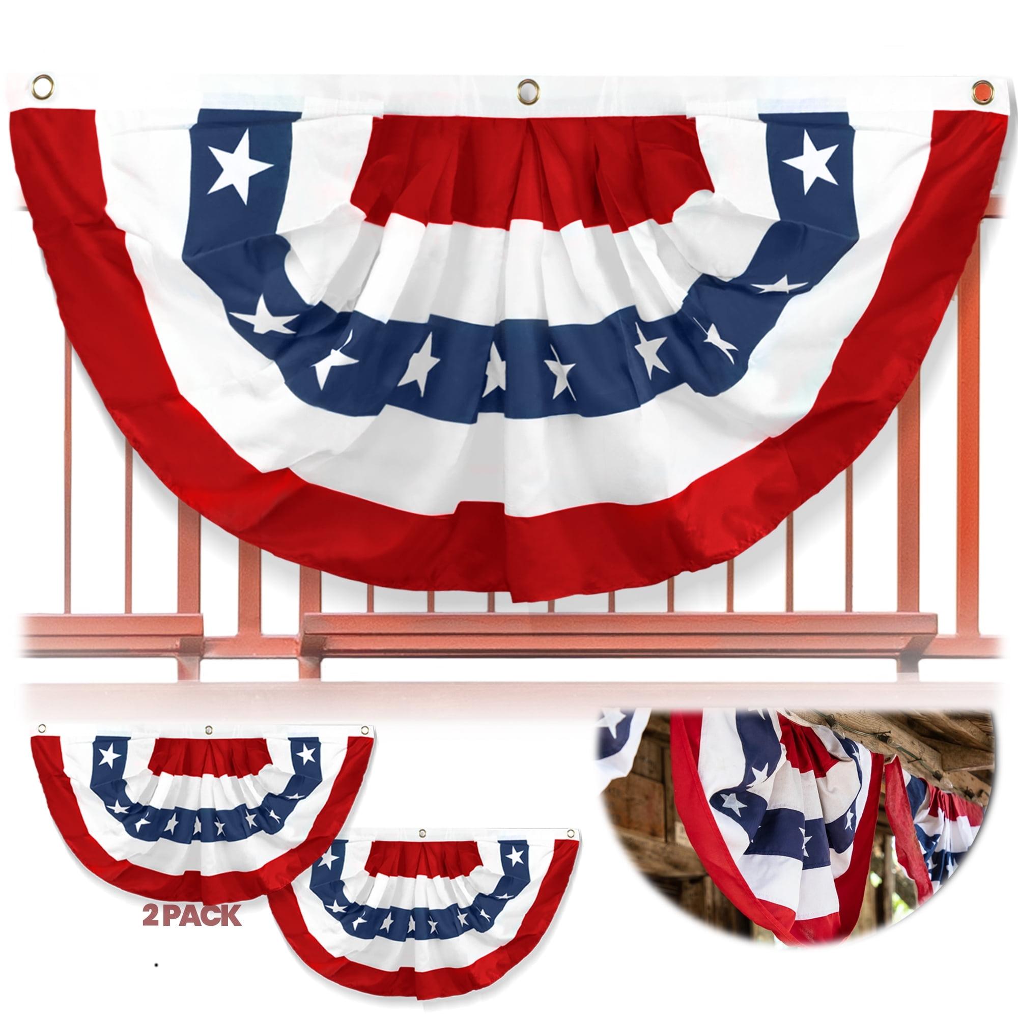 ANLEY USA Pleated Fan Flag, 1.5x3 ft American US Bunting Flag (Set of 2)