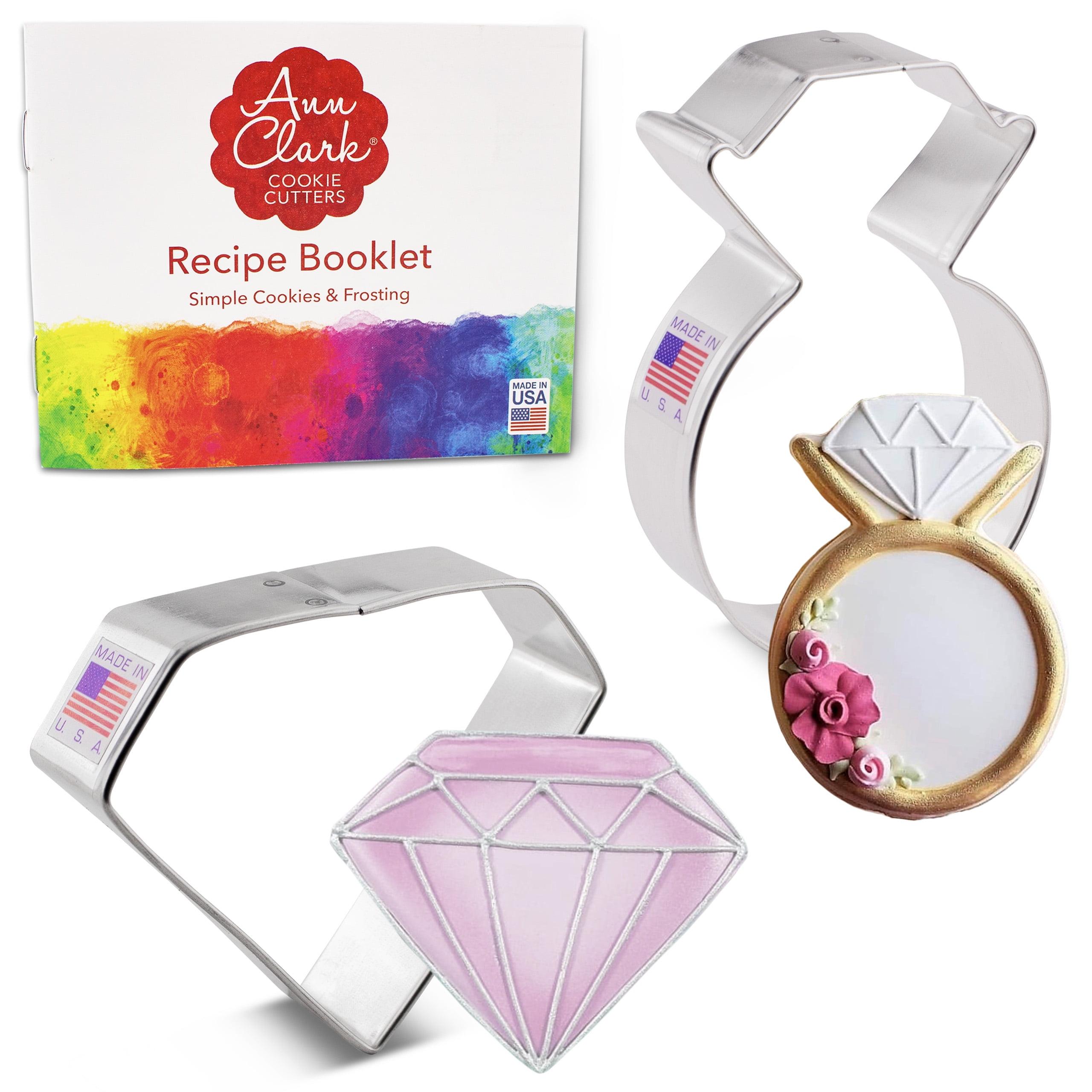 Silver Metal Diamond Ring and Gem Cookie Cutter Set