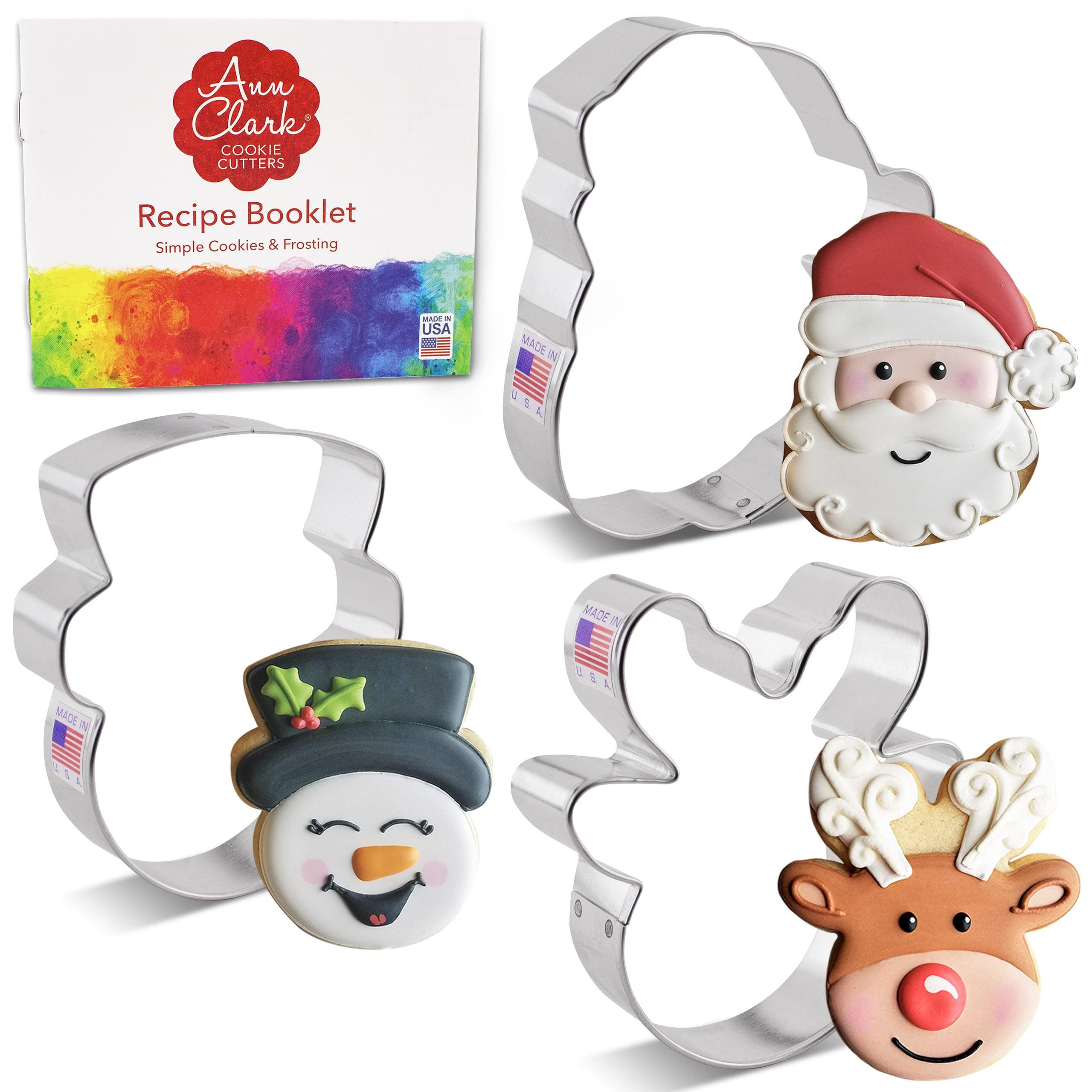 Christmas Metal Cookie Cutter Set with Santa, Snowman, Reindeer Shapes