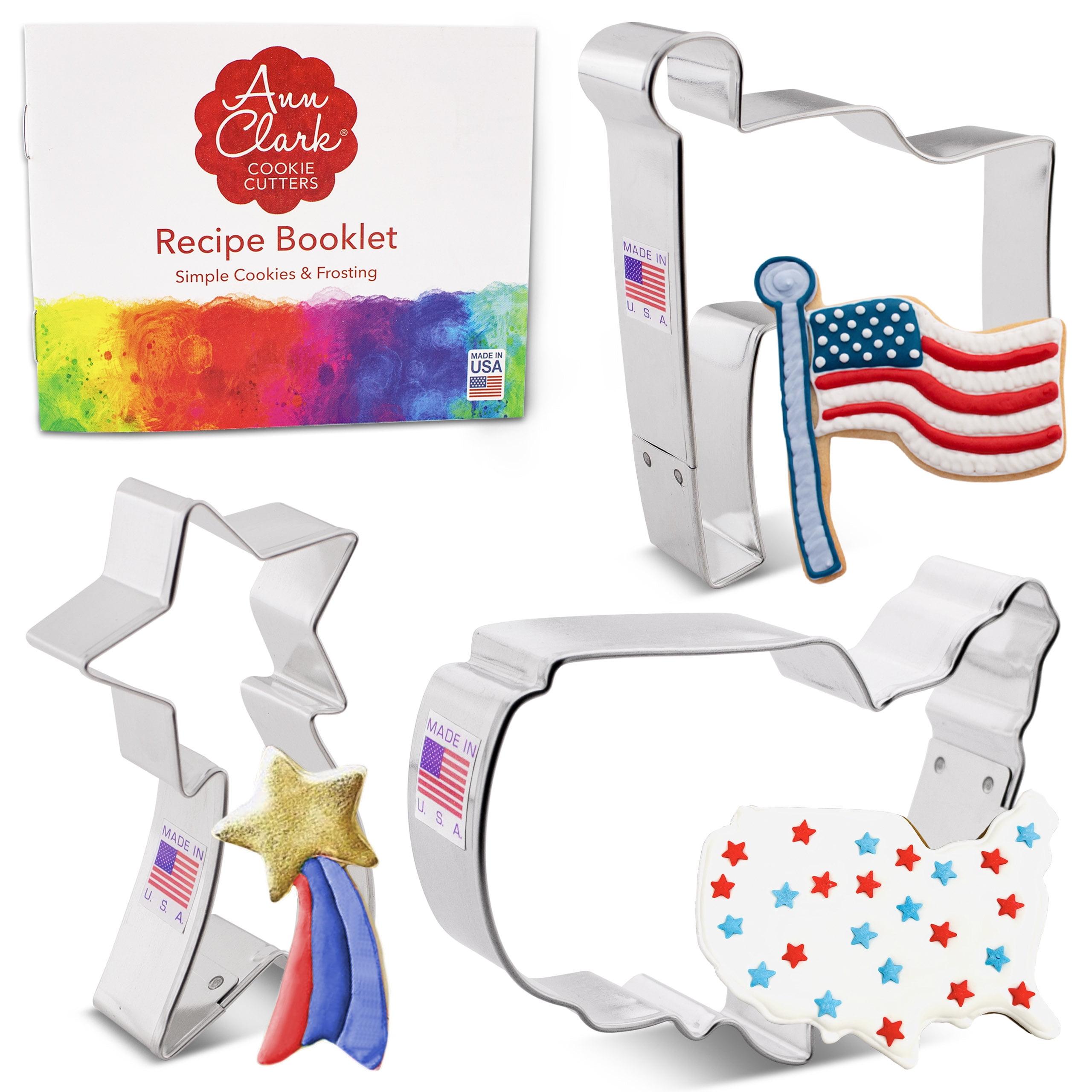 USA Map, Flag, and Star Steel Cookie Cutter Set